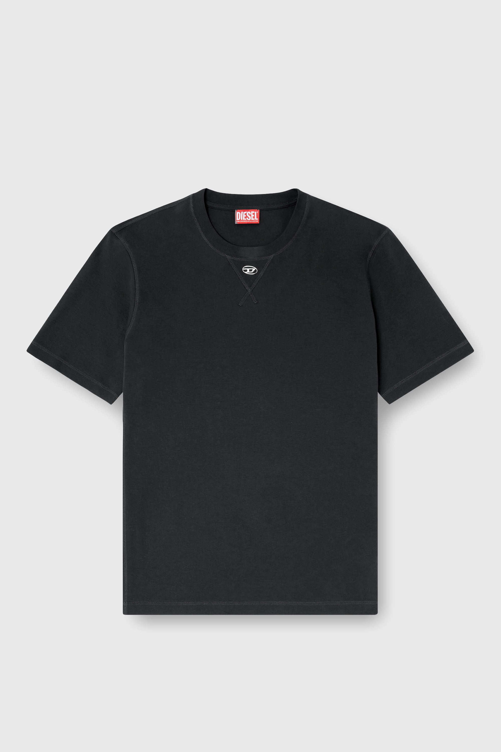 Diesel - T-MADJUST-TR, Man's Regular T-shirt with crew neck and Oval D in Dark grey - 2