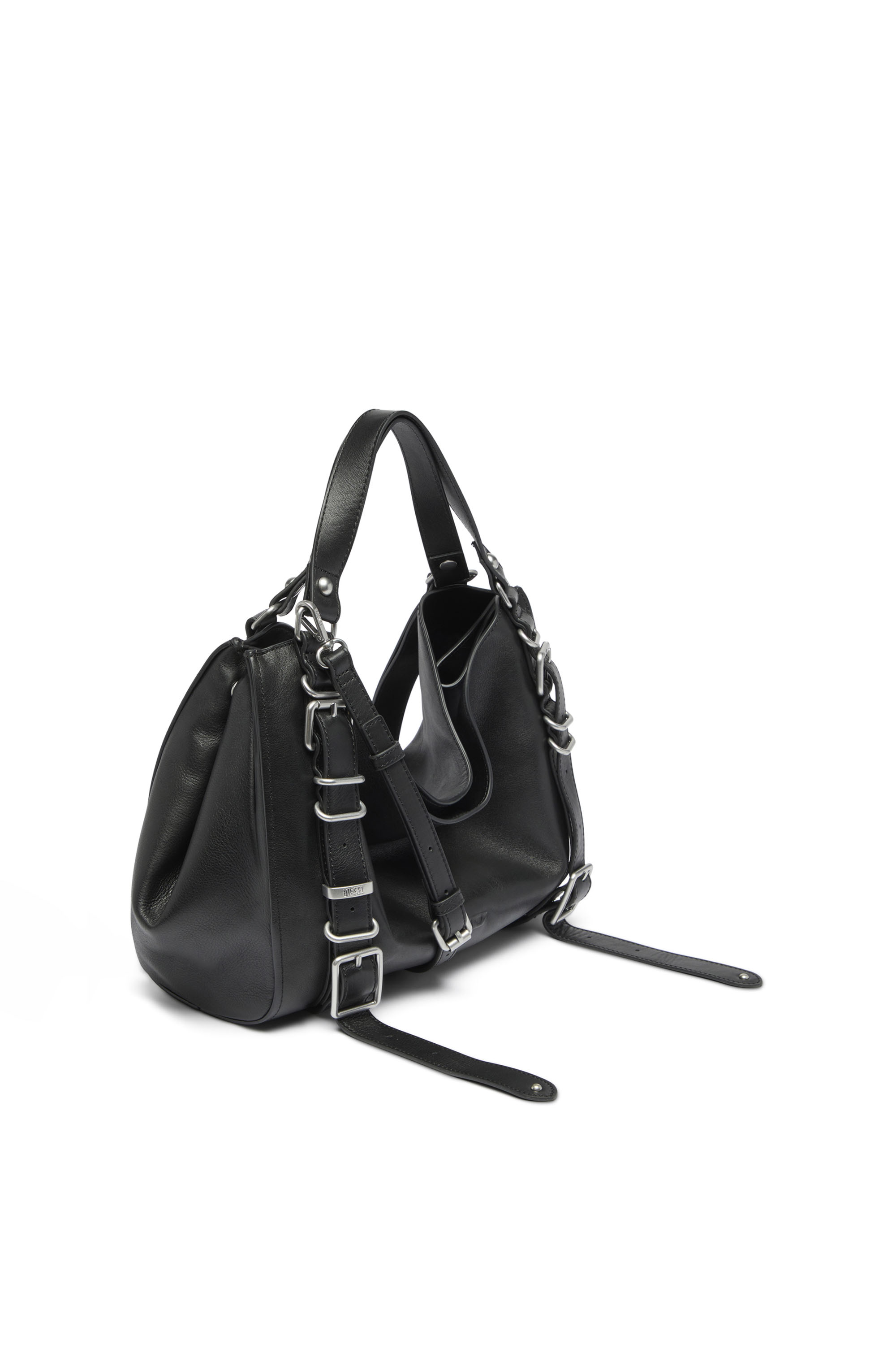 Diesel - D-ONE TOPHANDLE M, Unisex's D-One-Medium top-handle bag in treated leather in Black - 4