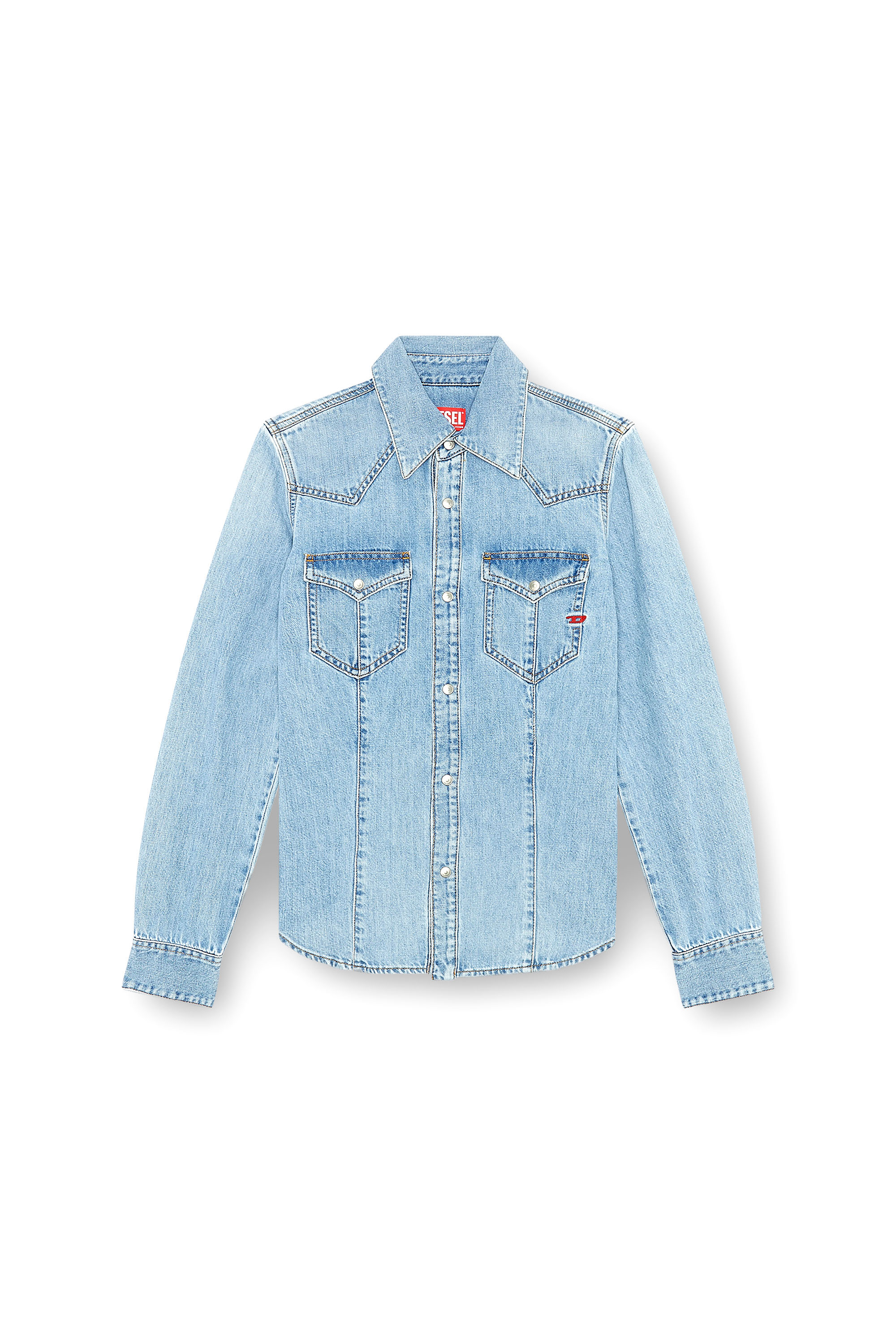 Diesel - DE-WAVES, Woman's Western shirt in denim in Light Blue - 4