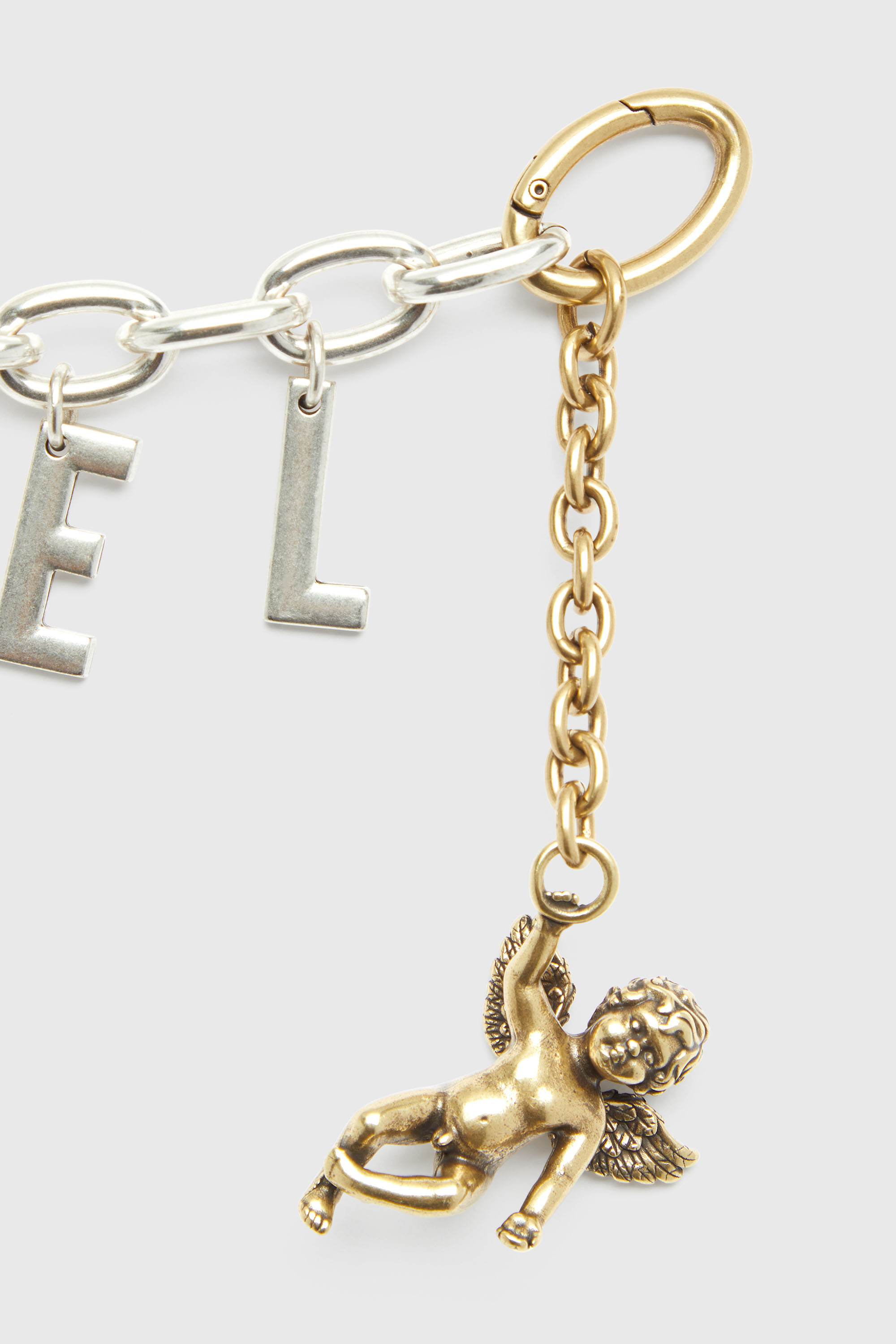 Diesel - CHAIN-D III S, Woman's Metal letter charm with cherub in Silver - 2
