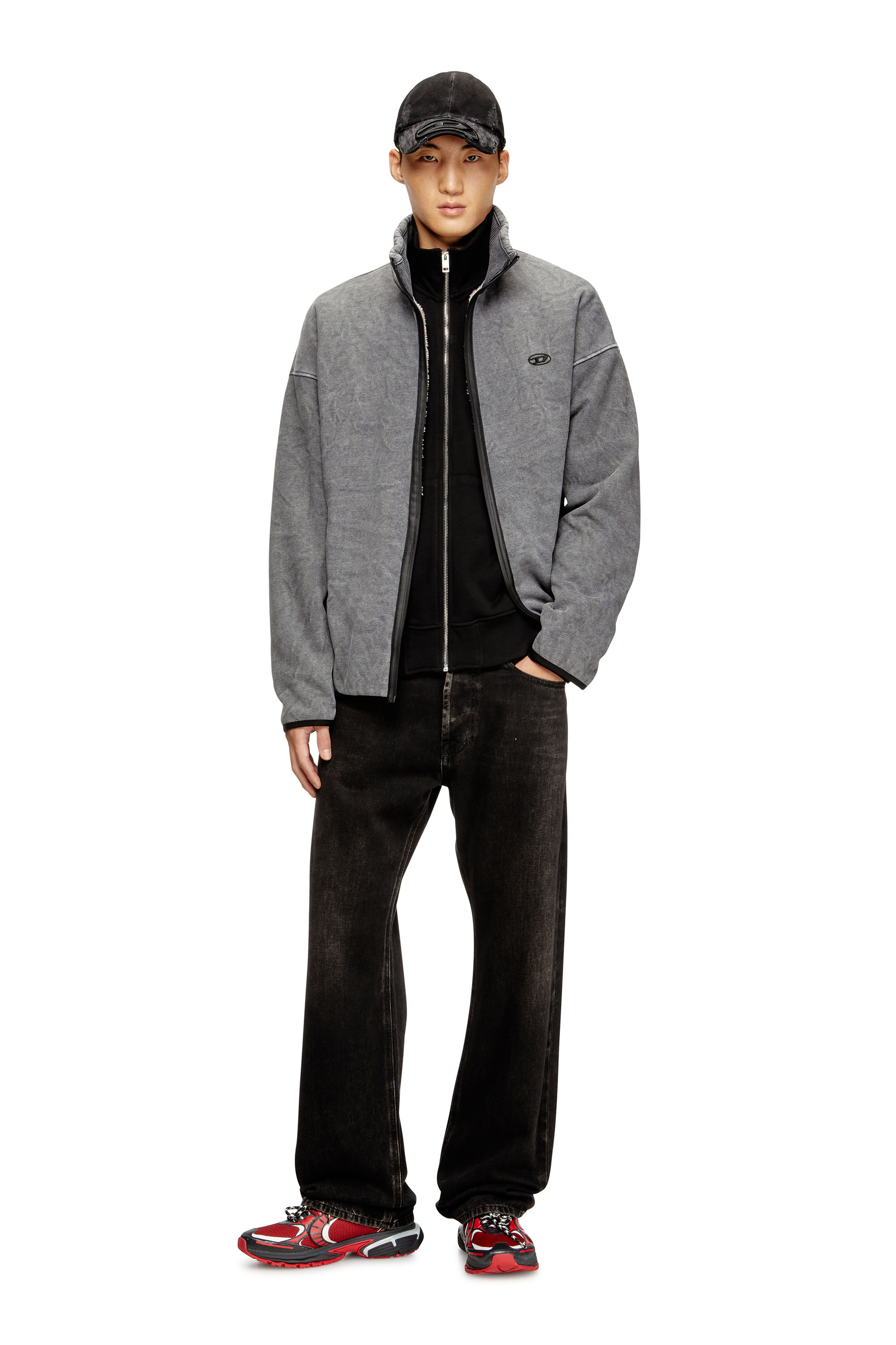 Diesel - S-BATY-NEW, Man's Zip-up sweatshirt with inner lining in Grey - 1