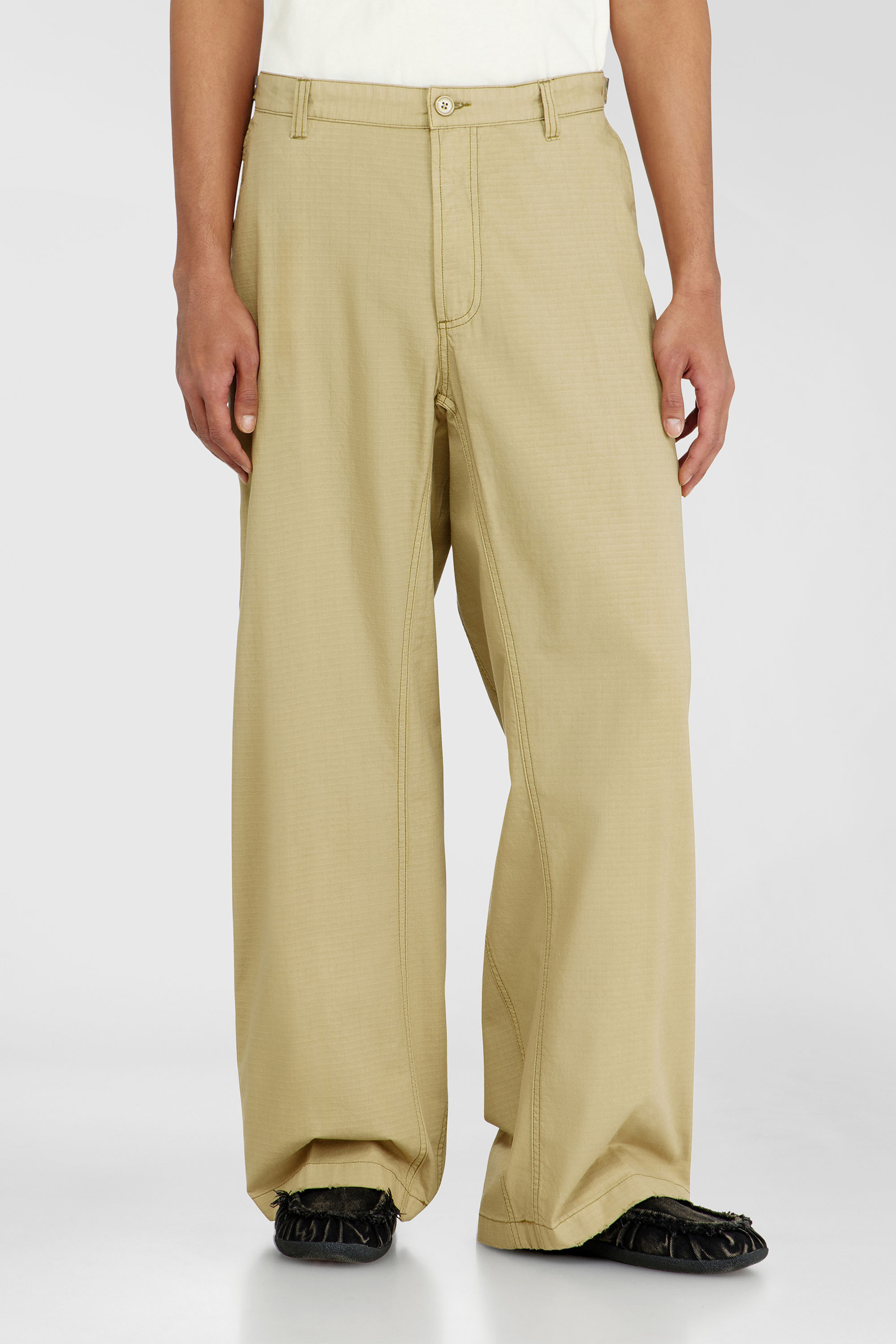 Diesel - P-BALL, Man's Cotton ripstop pants with side buckles in Beige - 1
