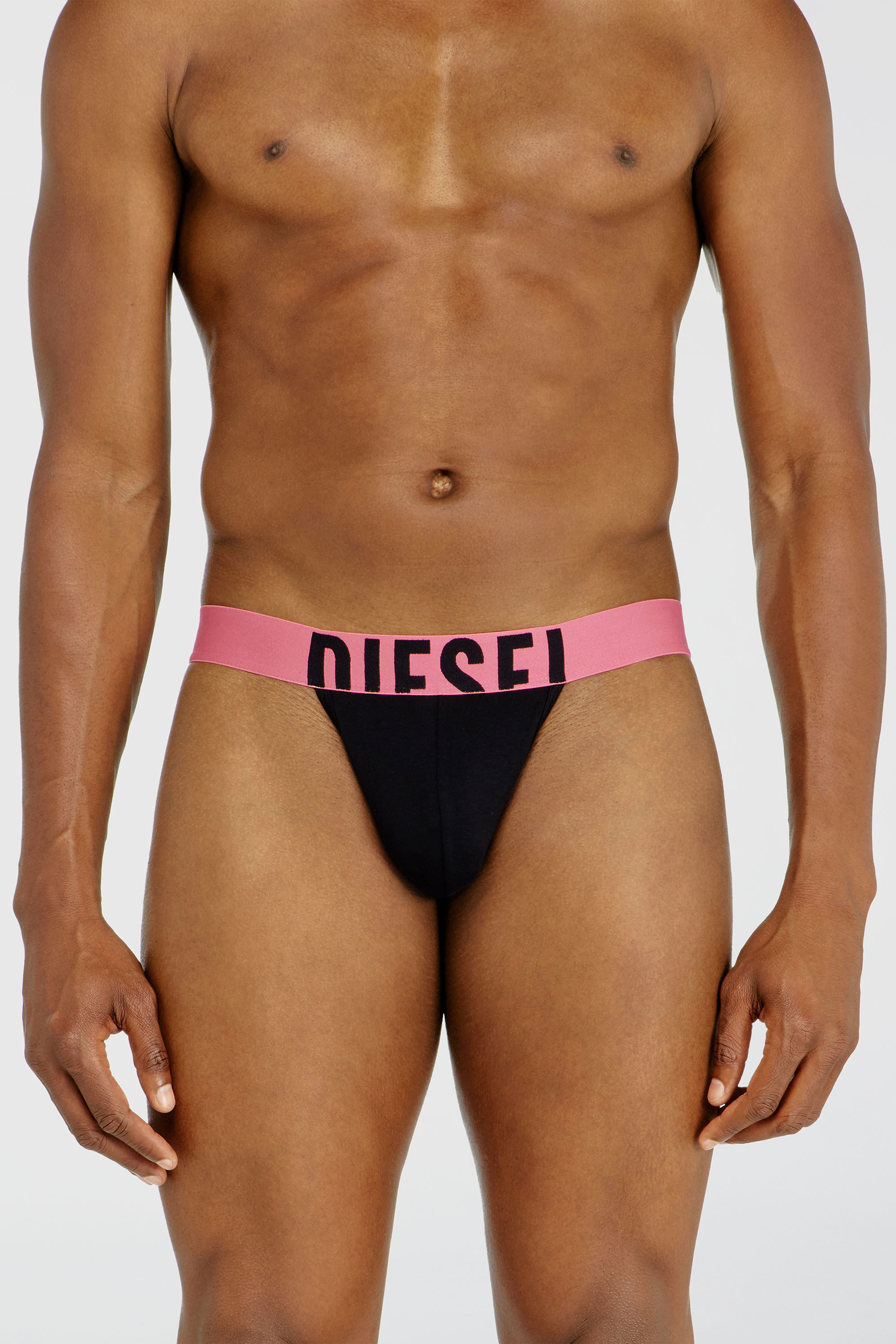 Diesel - FRITZ-D-POP-3PACK, Man's Three-pack thongs with bold logo waistband in Black/Pink - 2