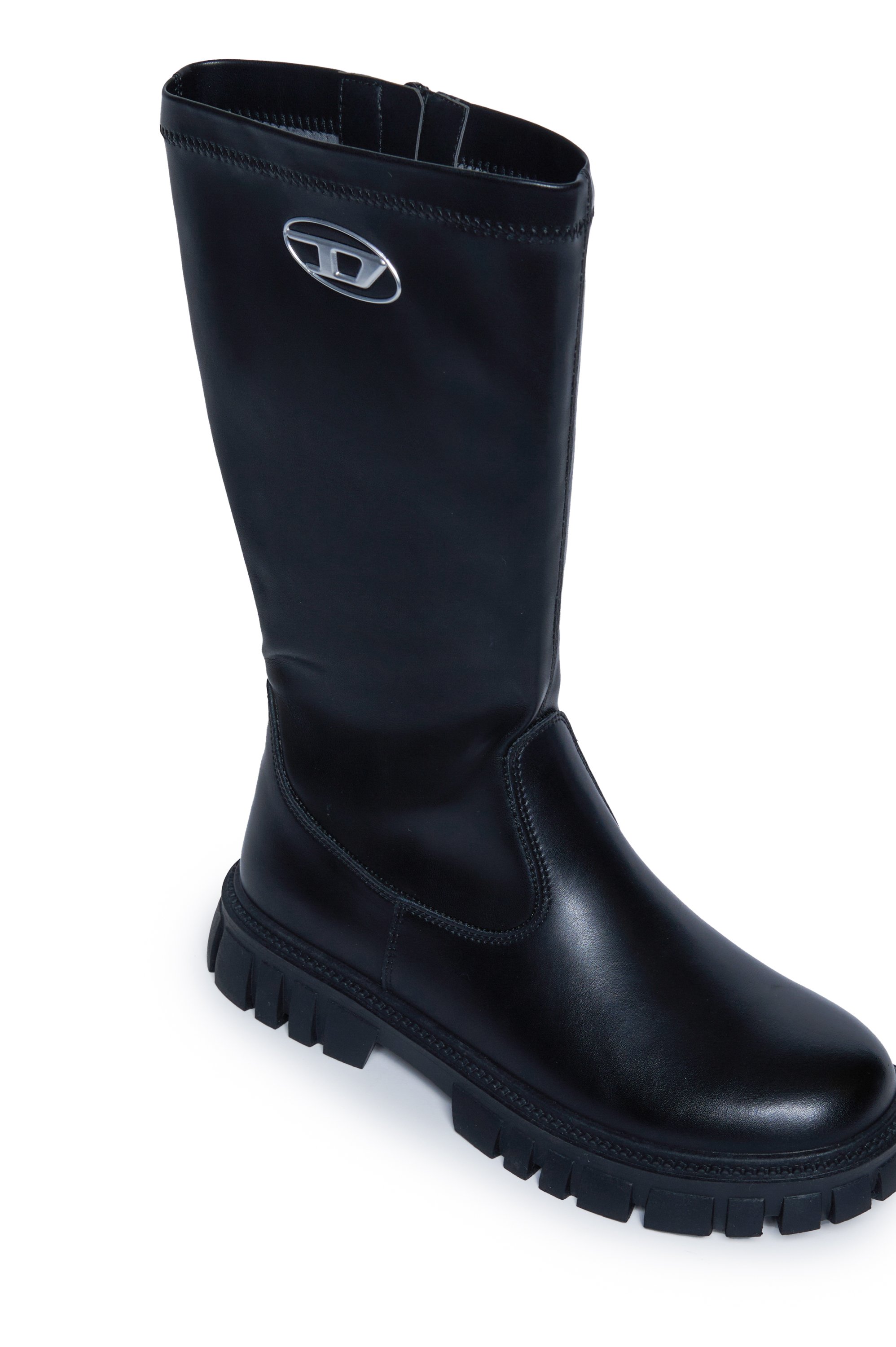 Diesel - D-HAMMER KNT, Unisex's Knee-high leather boots in Black - 5