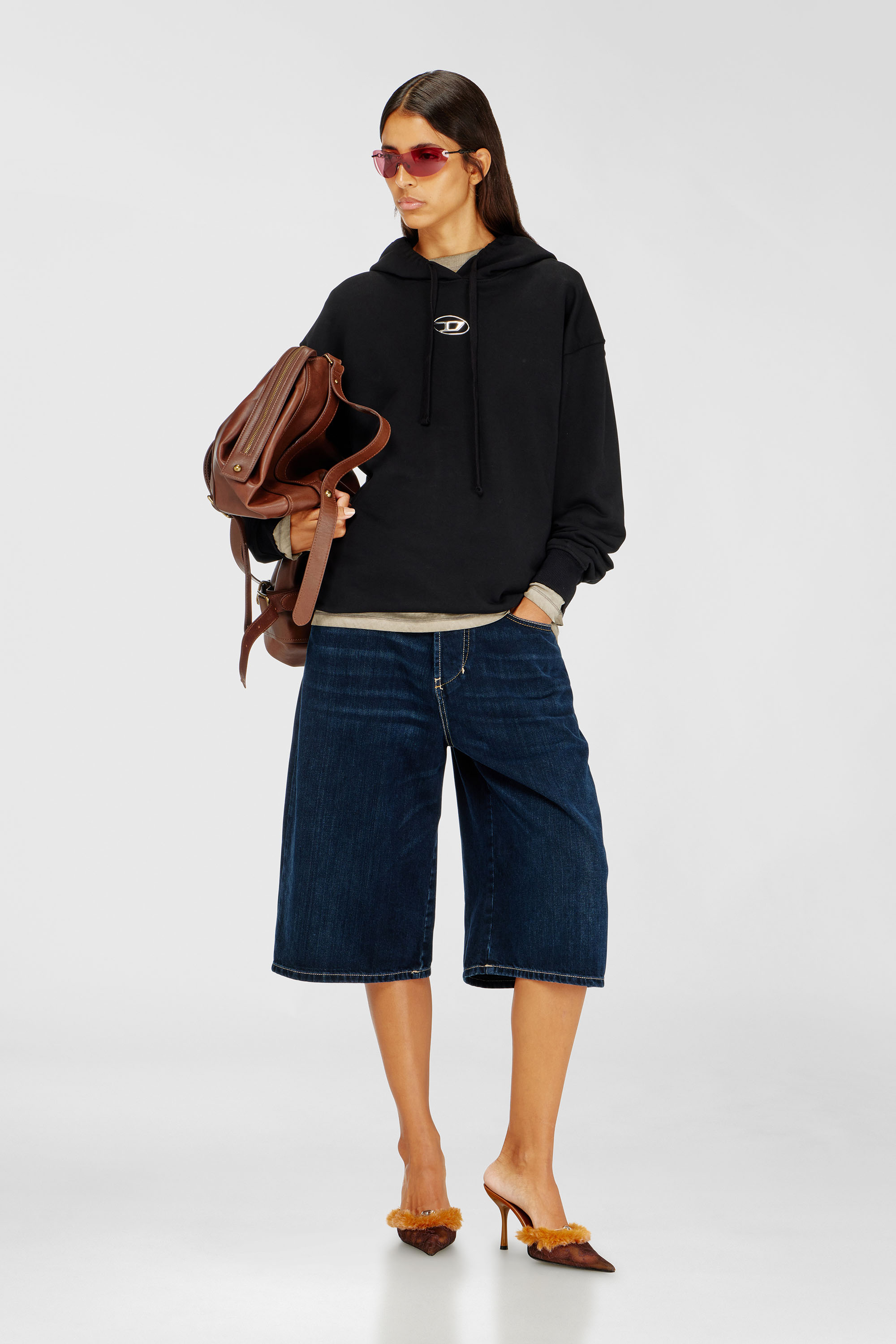 Diesel - F-BUXT-HOOD-OD, Woman's Hoodie with metal-effect Oval D logo in Black - 2