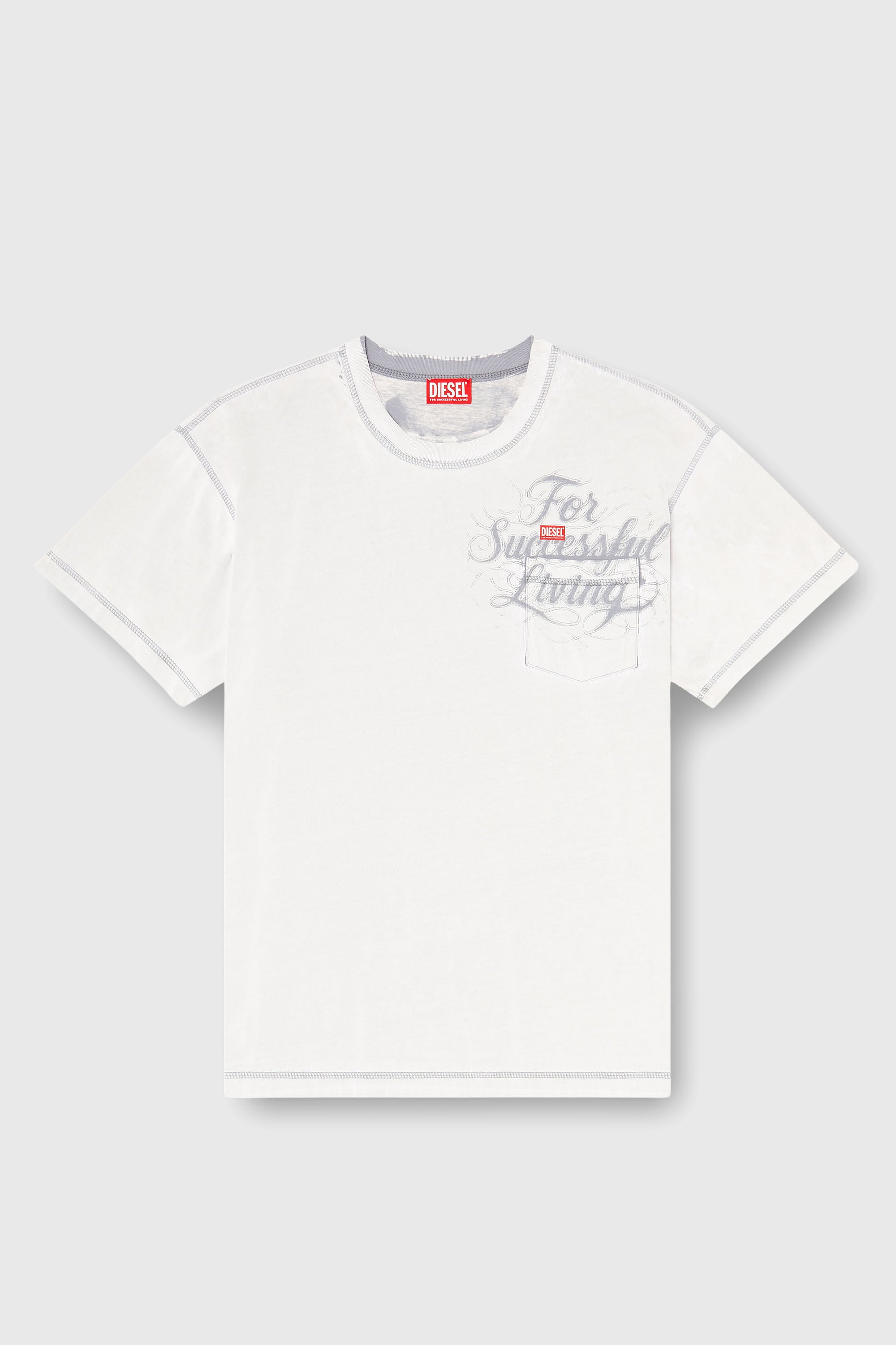 Diesel - T-NORM-POCKET-AA1, Man's T-shirt with chest pocket and graphic print in White - 2