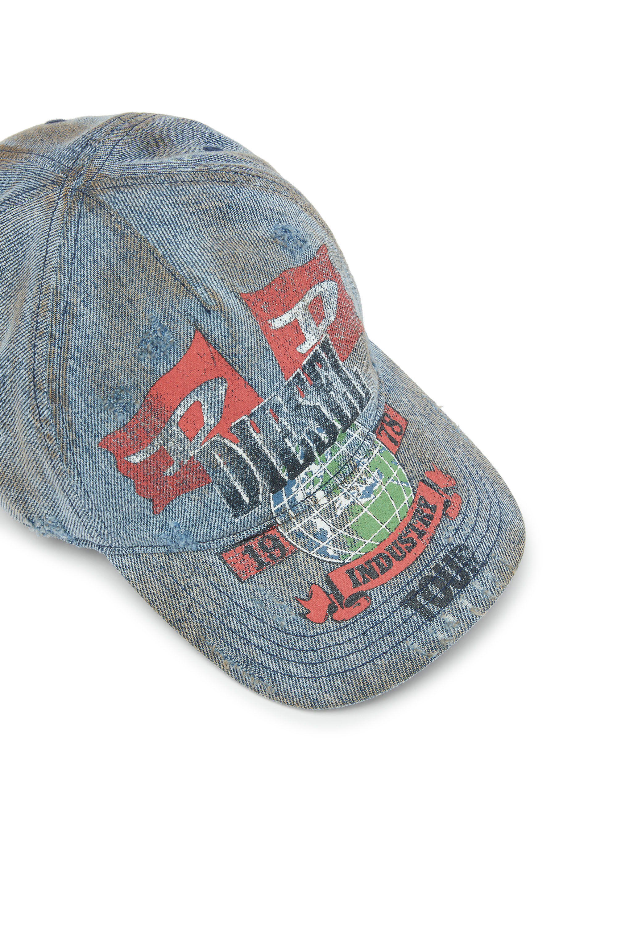 Diesel - C-ROCK, Man's Denim baseball cap with concert graphics in Light Blue - 3