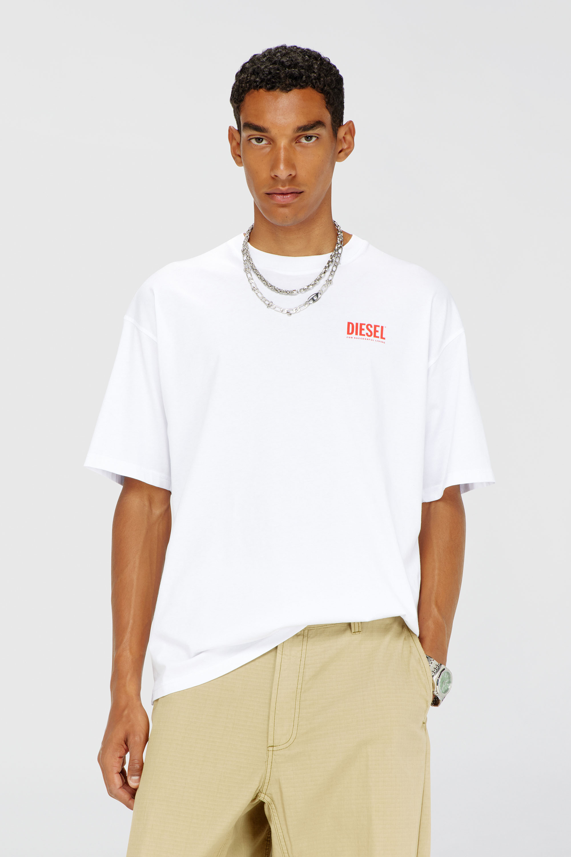 Diesel - T-BOXT-BISK, Man's Cotton T-shirt with Diesel Biscotto print in White - 3