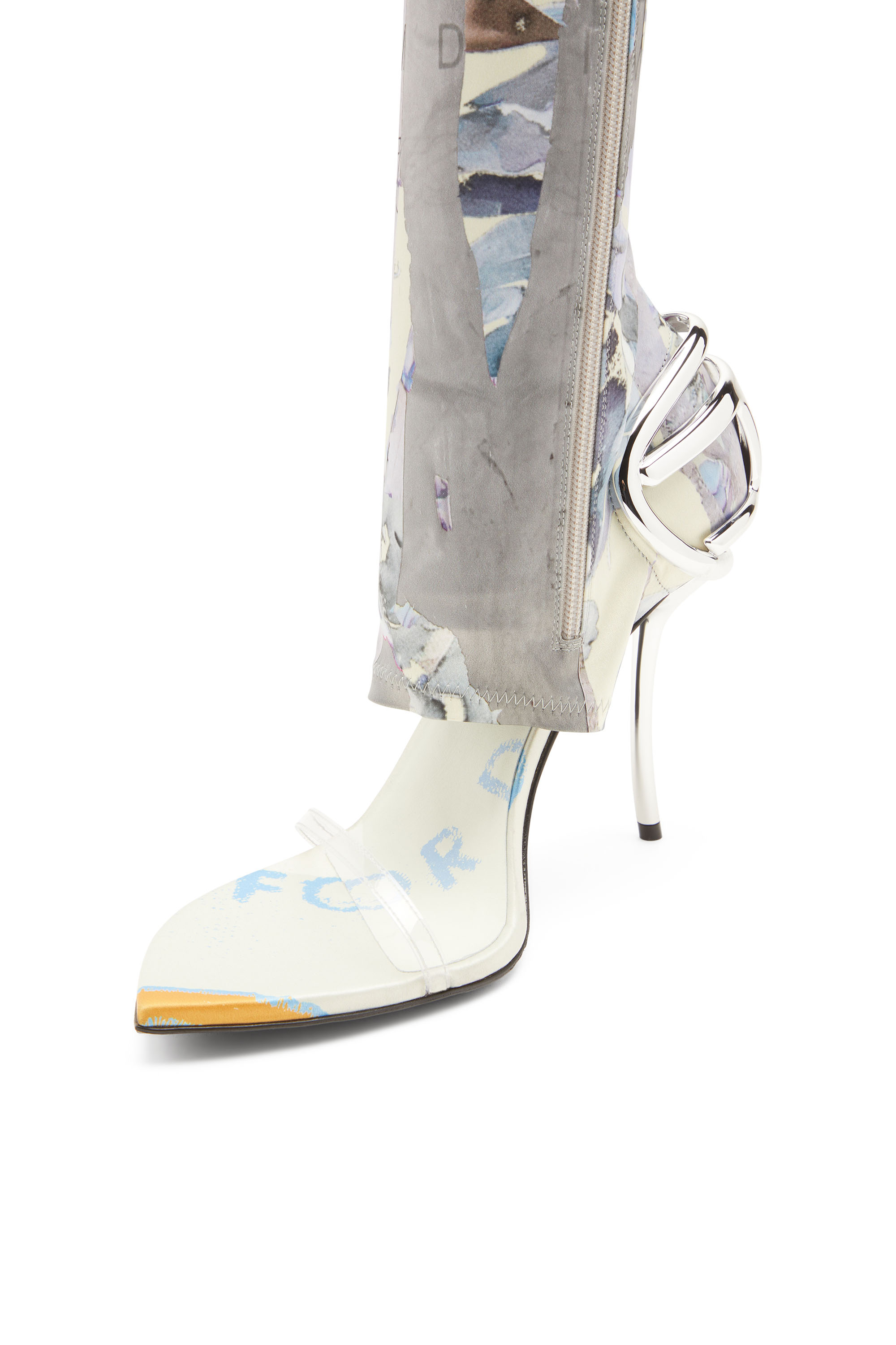 Diesel - D-TEN&HALF SDL KB, Woman's D-Ten&Half-Hybrid sandals with graphic print in White/Blue - 4