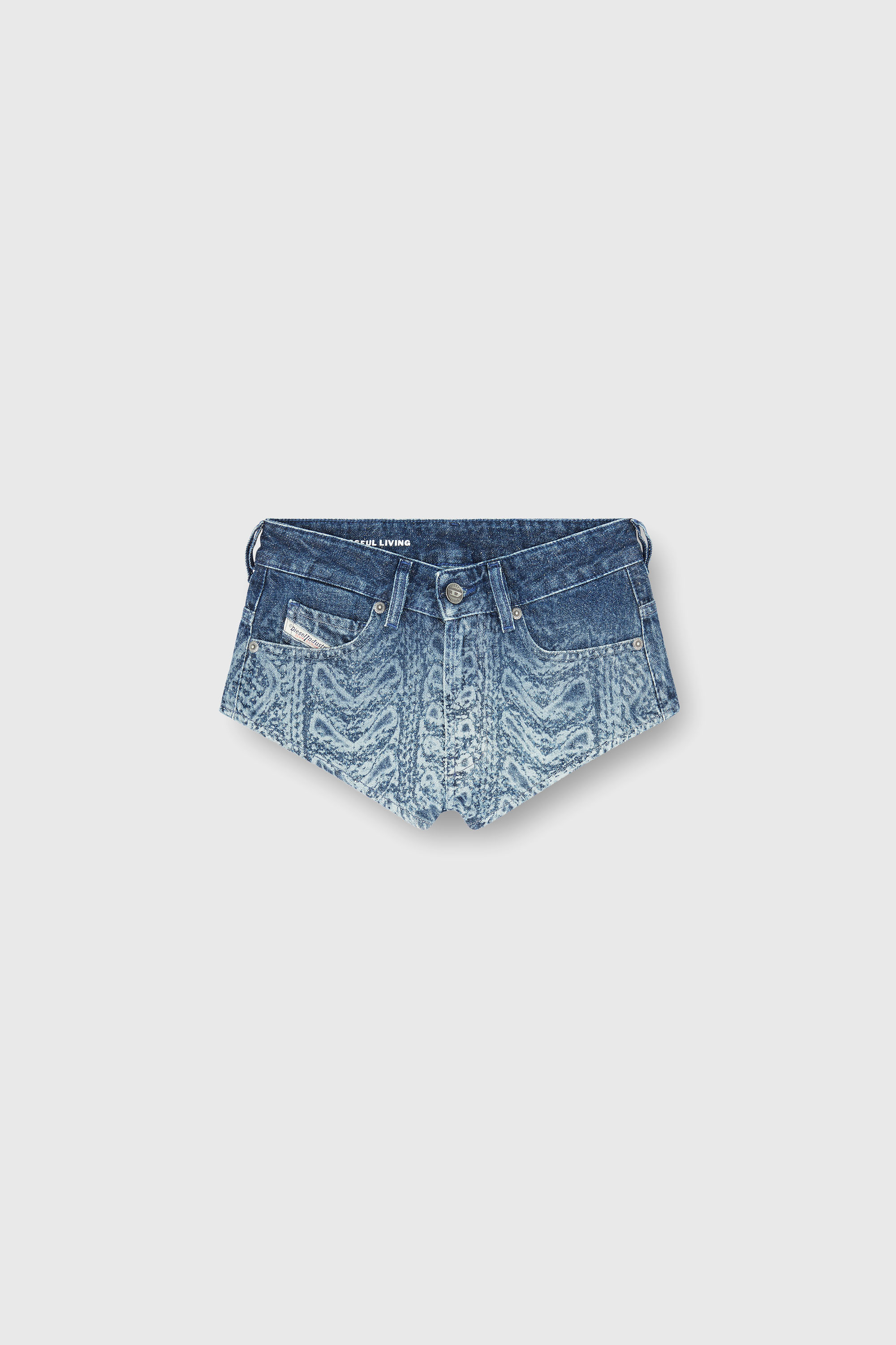 Diesel - DE-JIZZ-S, Woman's Hot pants in cable-knit-effect denim in Medium blue - 2