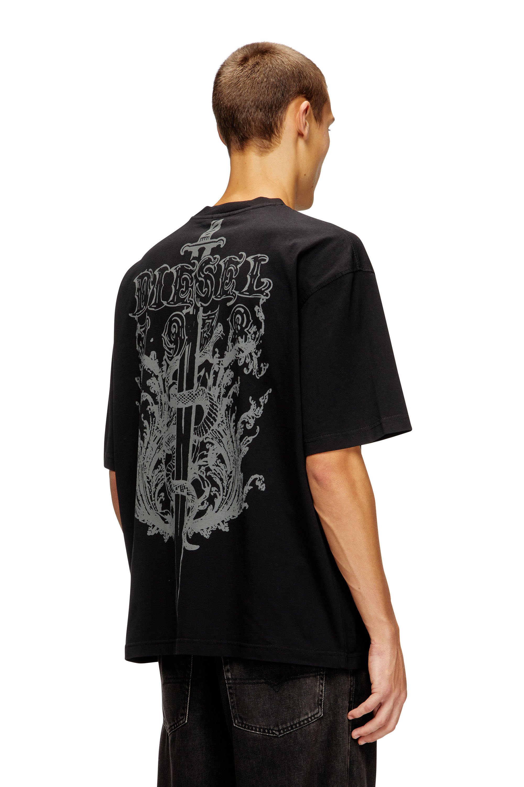 Diesel - T-BOGGY-T5, Man's Loose fit t-shirt with graphic print and logo in Black - 1