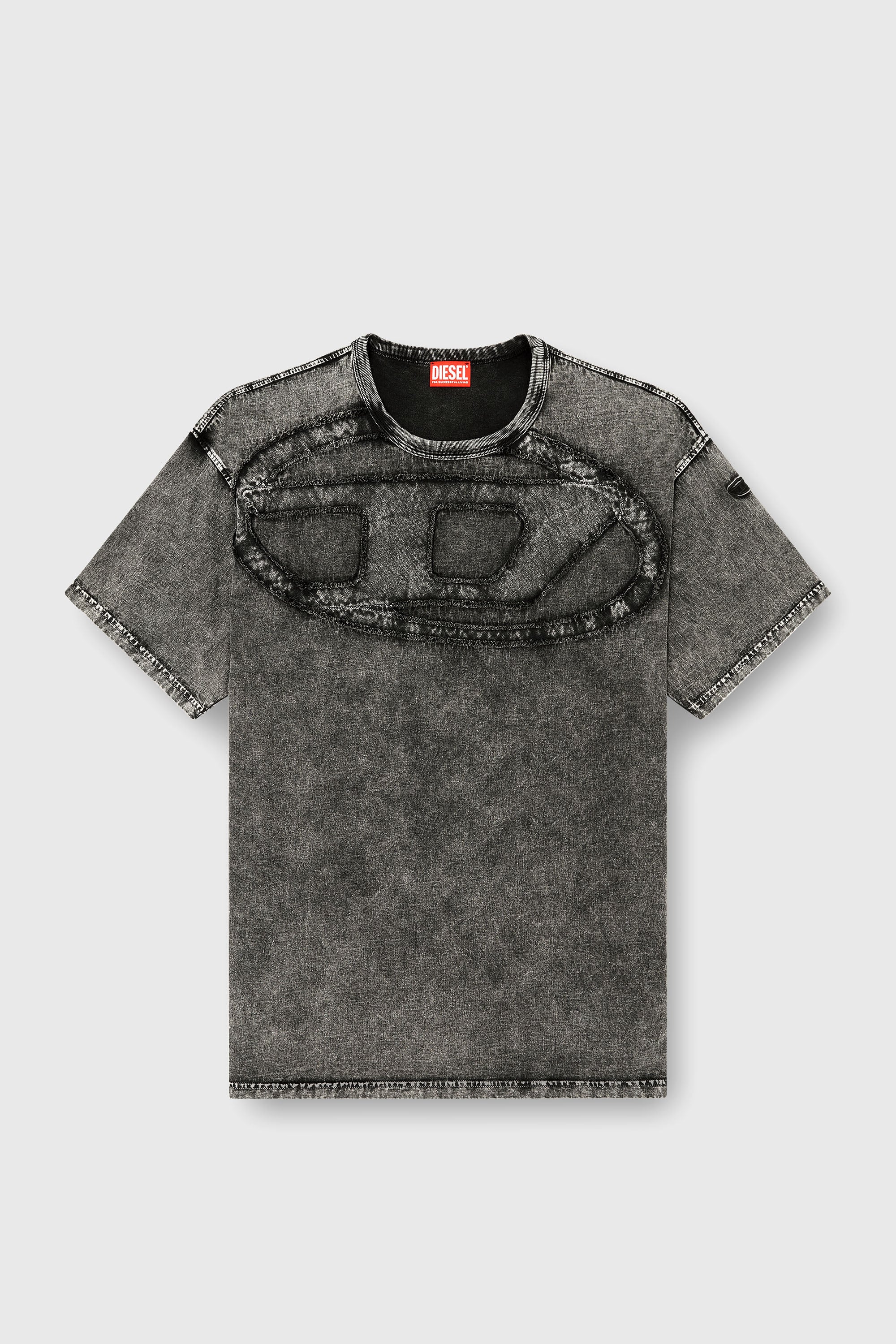 Diesel - T-BOXT-DEN, Man's Relaxed cotton T-shirt with Oval D applique in Black - 2