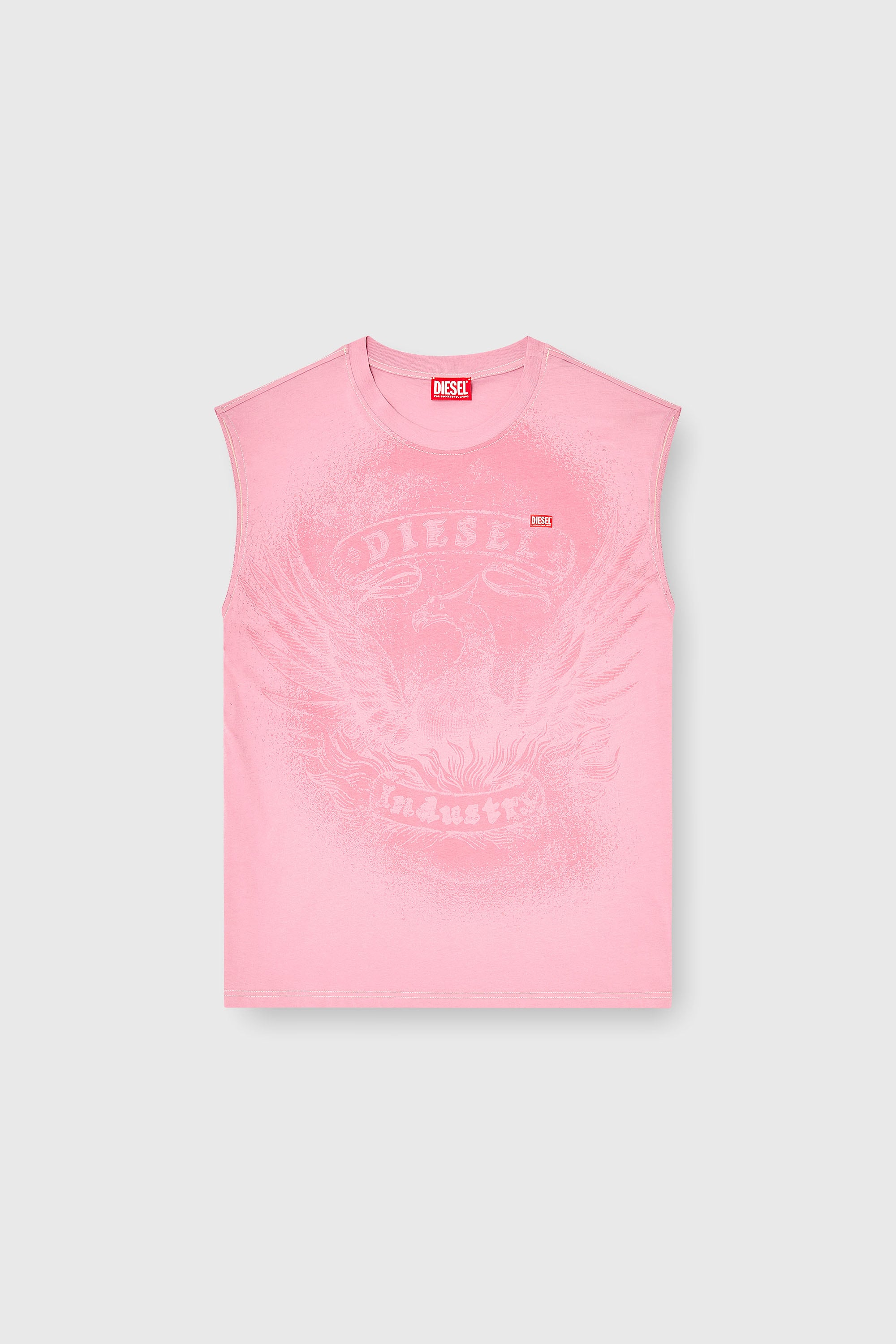 Diesel - T-BOXT-SL-NOTCH, Man's Sleeveless top in cotton with tonal graphic in Pink - 2