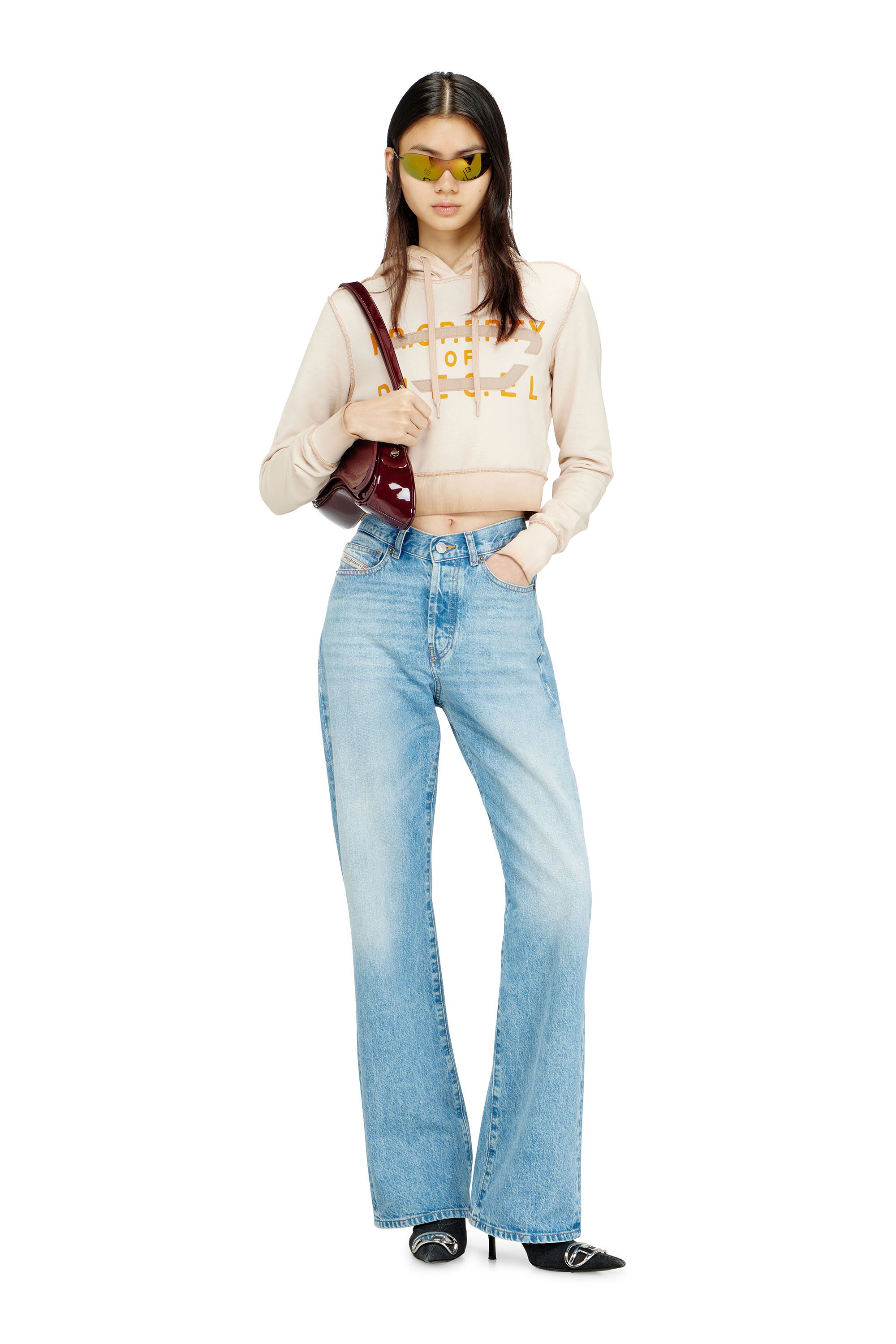 Diesel - F-SLIMMY-HOOD-S1, Woman's Hoodie with print and D appliqu&eacute; in null - 2