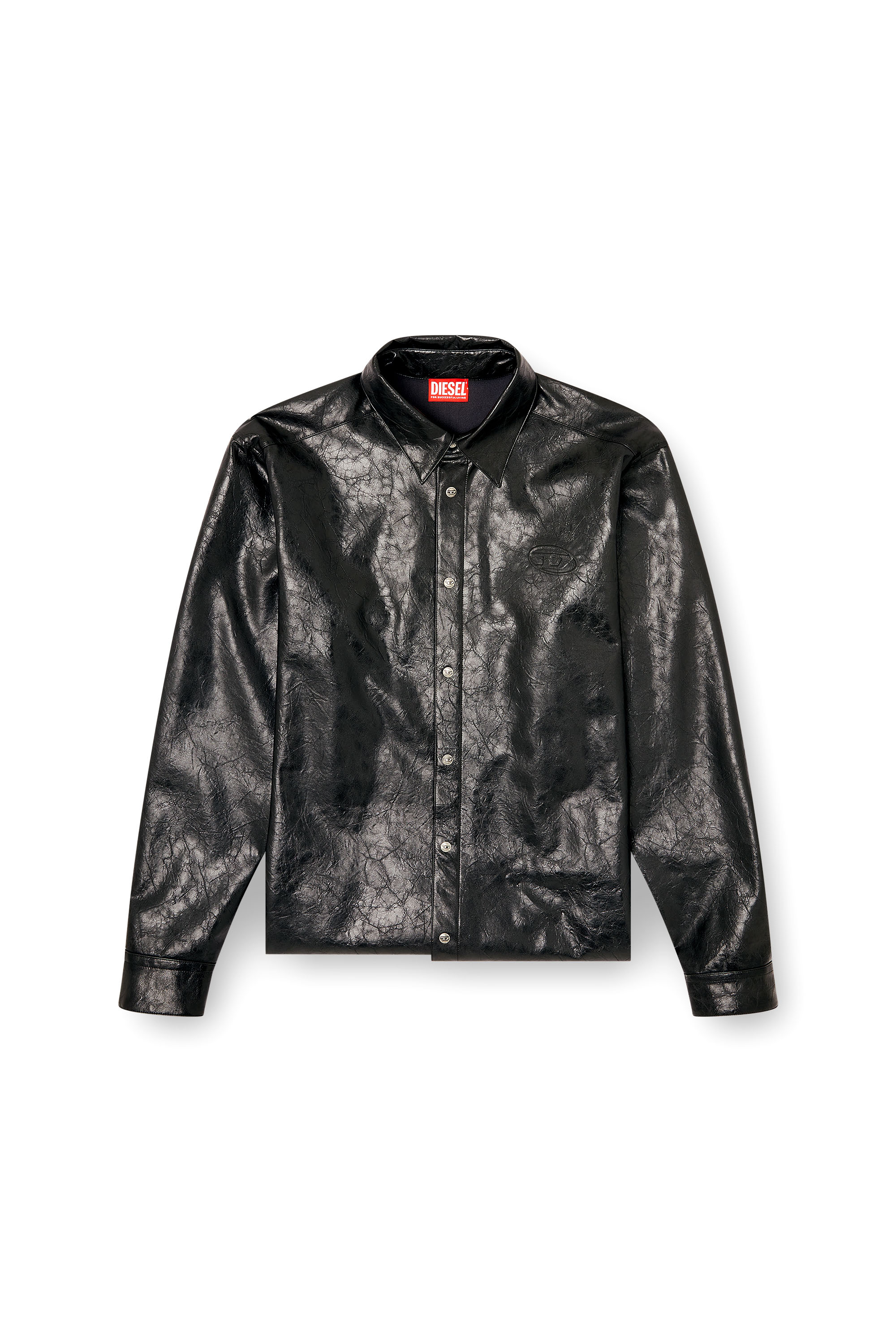 Diesel - S-SIMPLY-QMBU, Man's Textured shirt with branded buttons in Black - 2