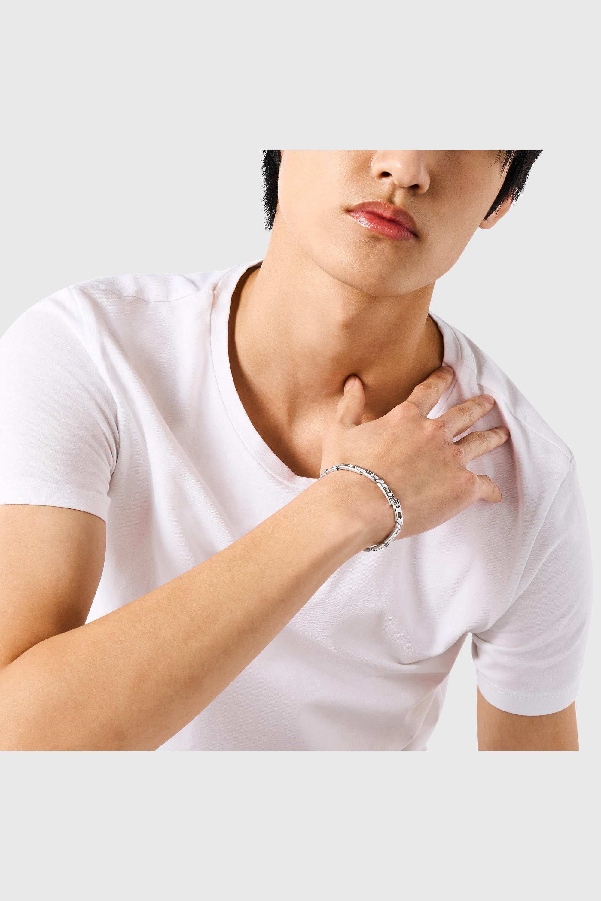 Diesel - DL1350040 STERLING SILVER JEWEL, Unisex's Sterling Silver D Logo Link Bracelet in Silver - 4