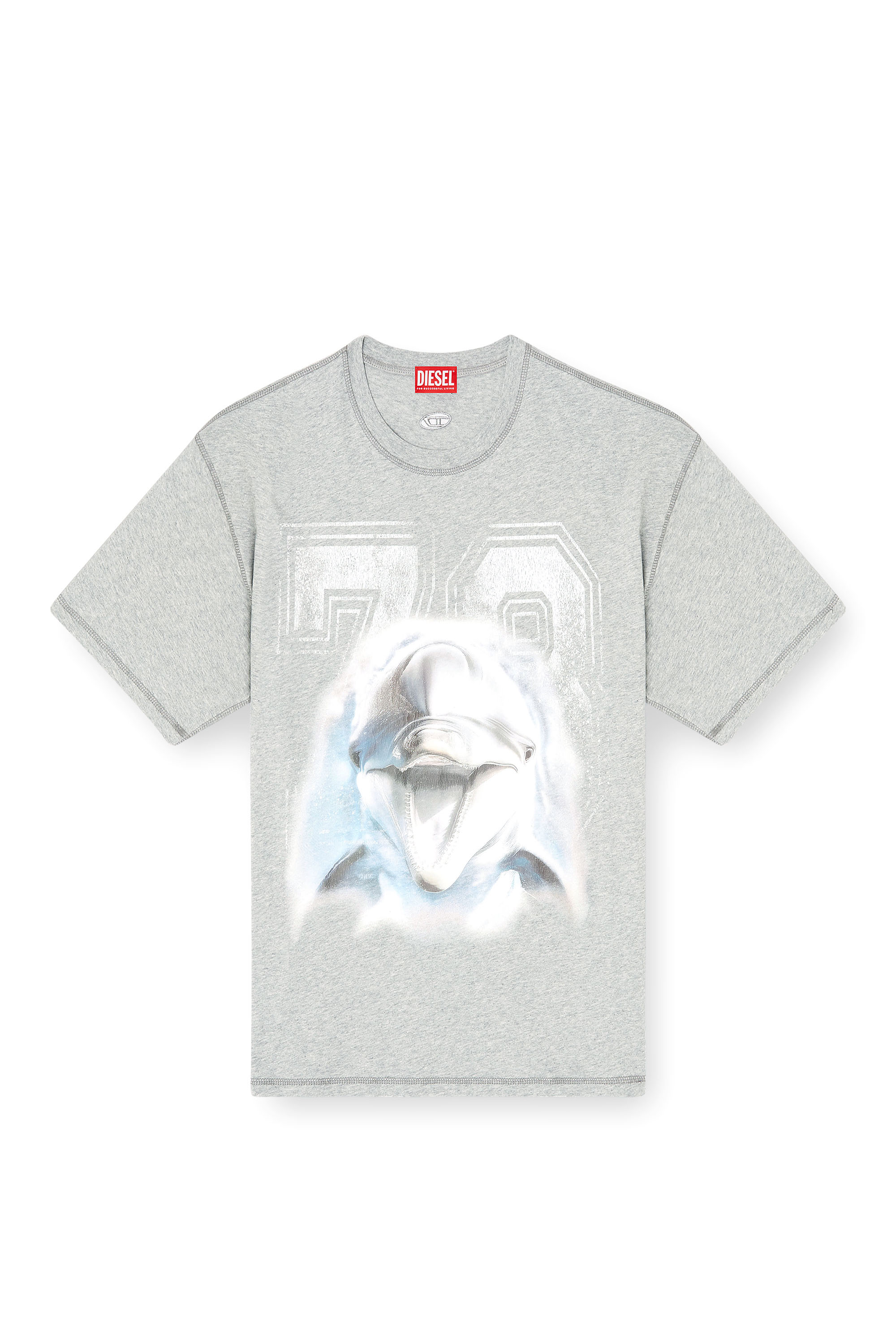 Diesel - T-BOXT-DOLPHIN, Man's Relaxed T-shirt with dolphin graphic in Grey - 2