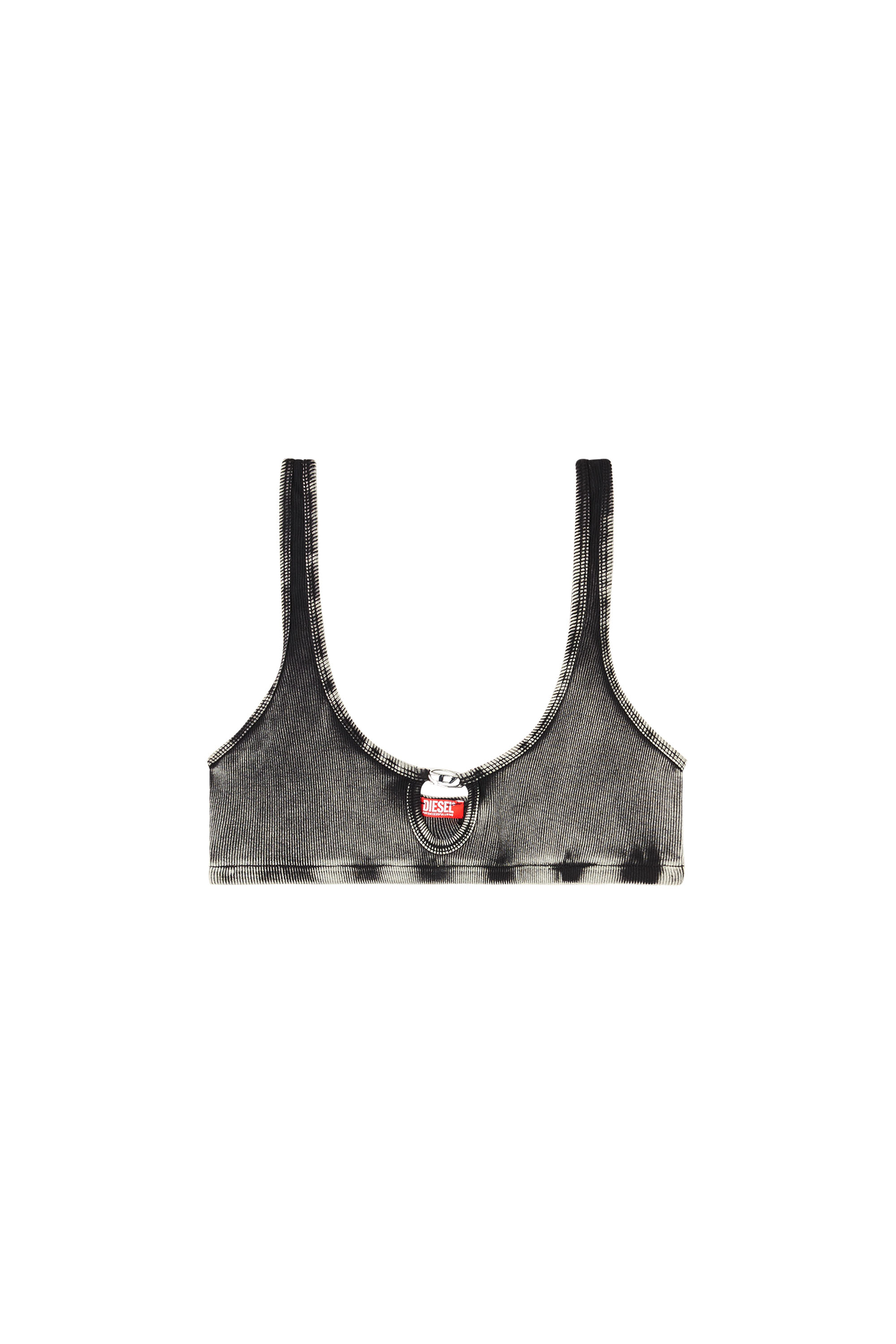 Diesel - FLORENCE-DNM, Woman's Soft bra in cotton rib with jewel Oval D in Grey - 2