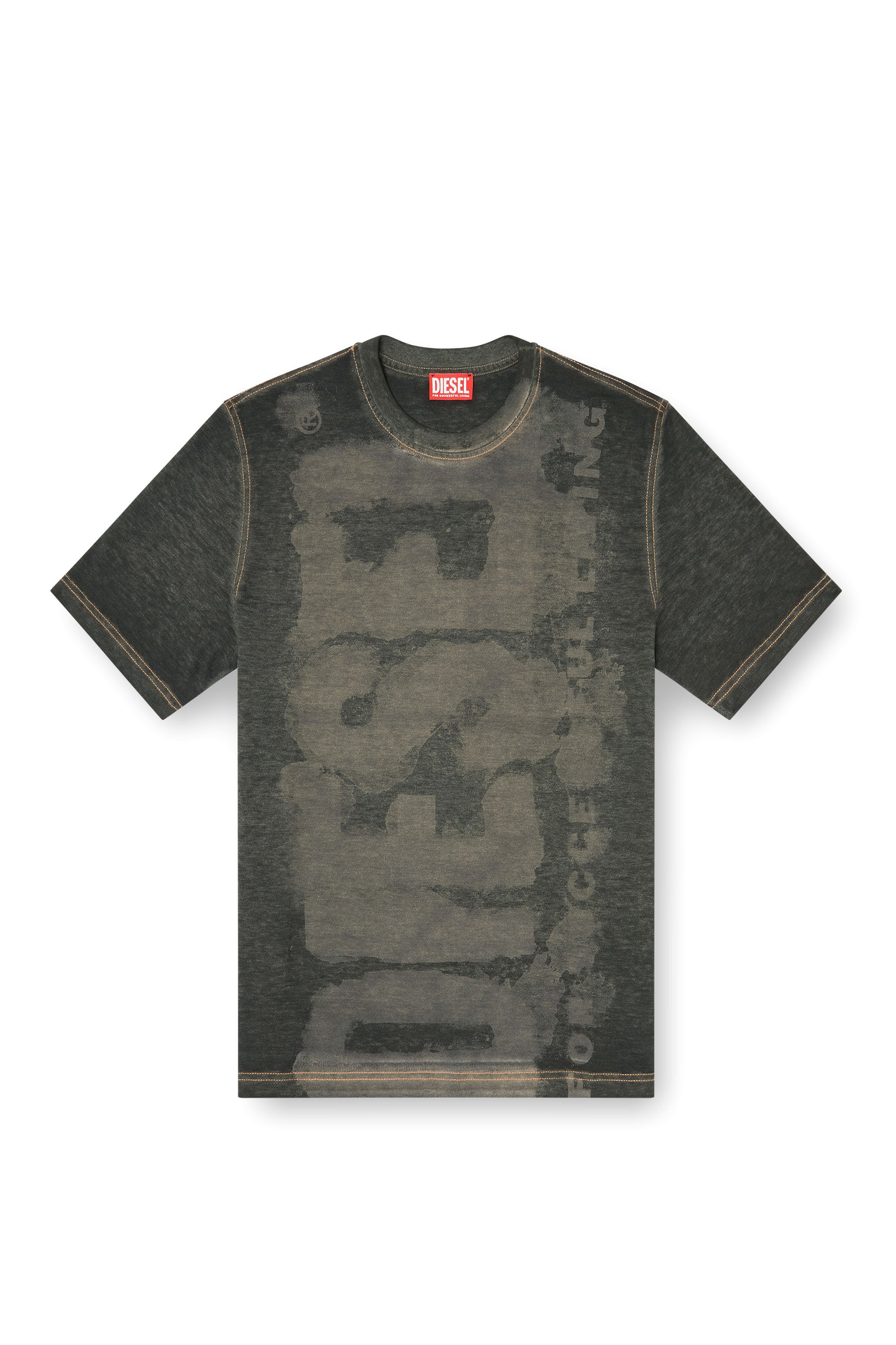 Diesel - T-ADJUST-R18, Man's Logo T-shirt in devoré pique in Black - 3