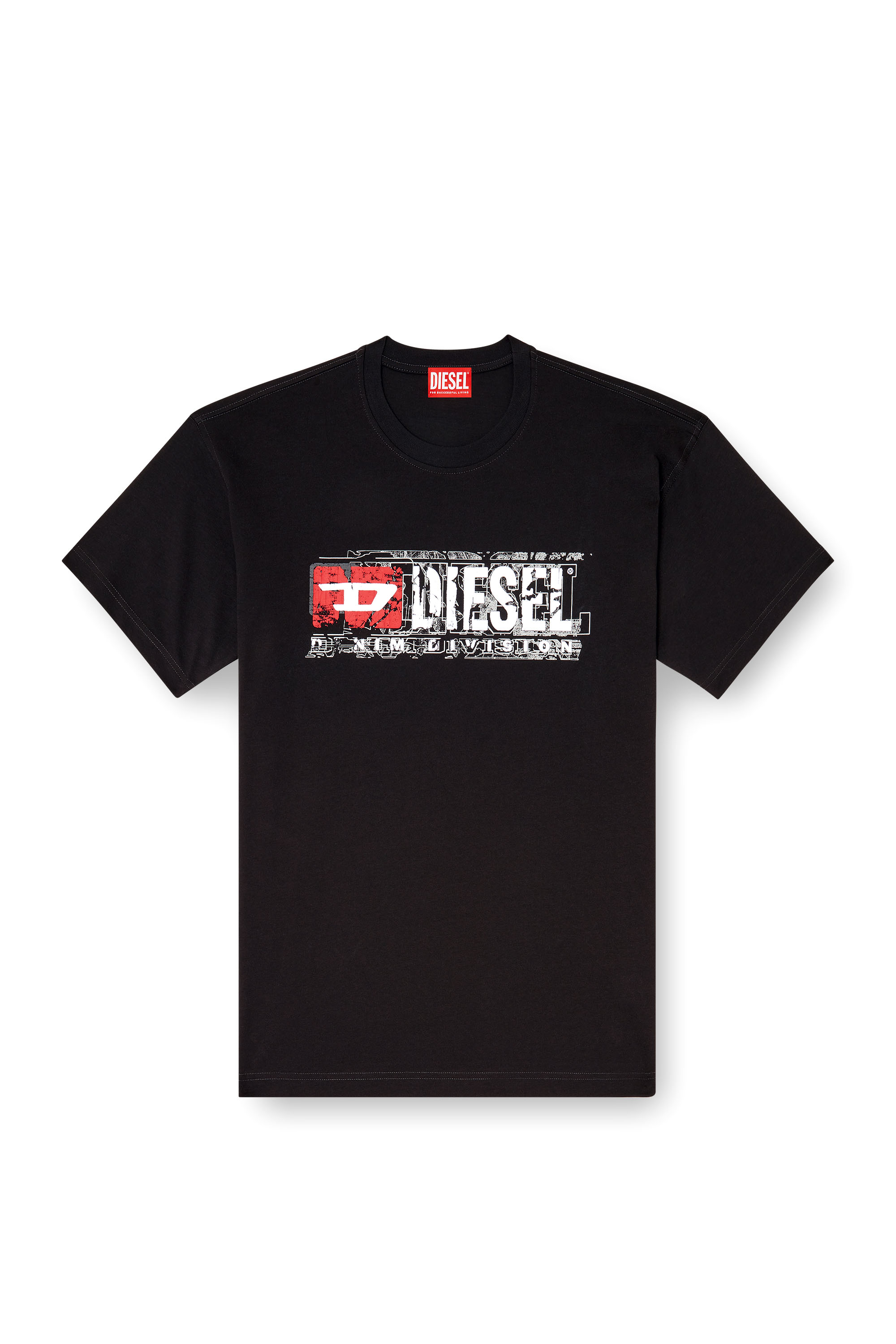 Diesel - T-NORM-T6, Man's T-shirt with flocked Diesel Denim Division logo in Black - 2