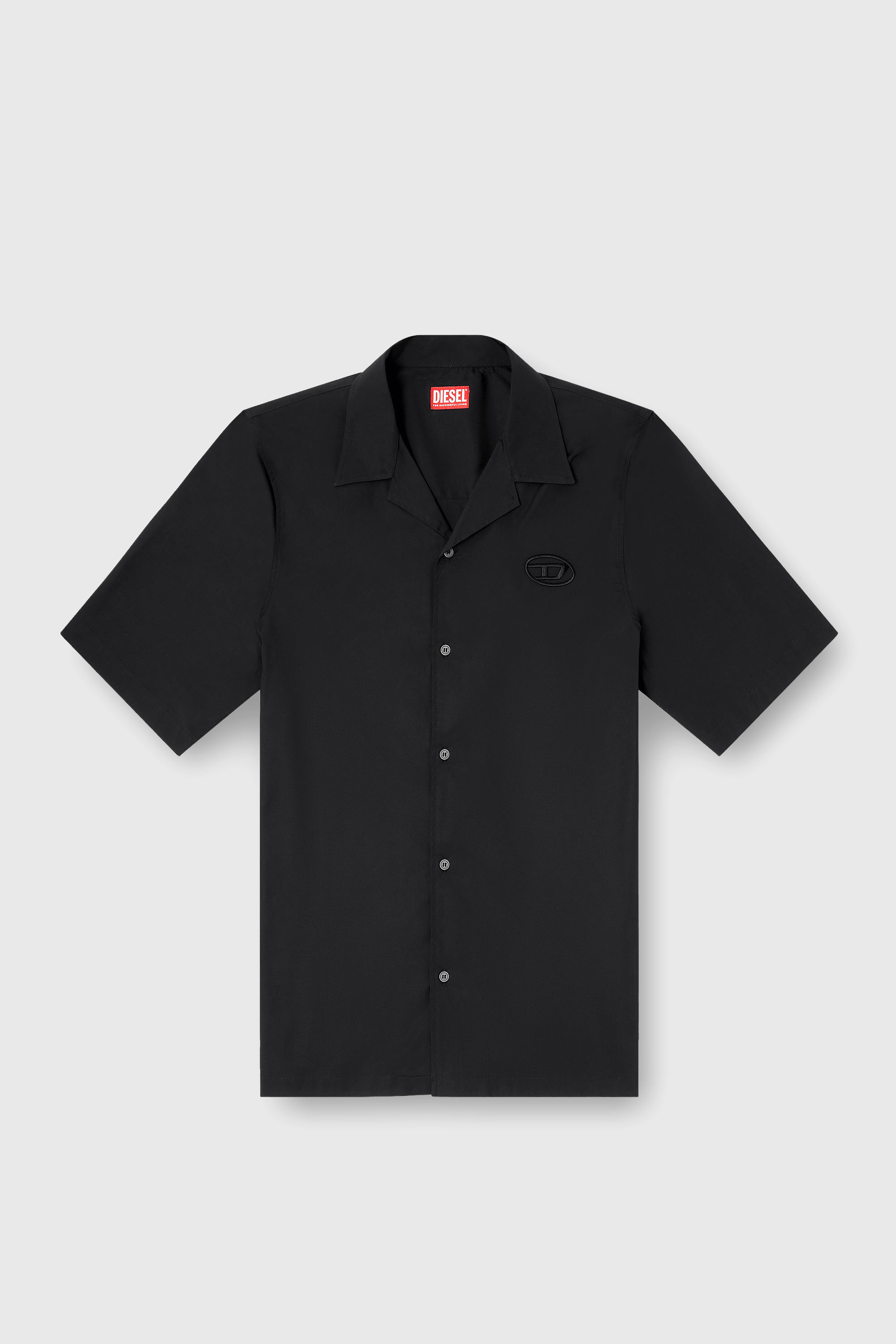 Diesel - S-MAC-GSBH, Man's Stretch poplin shirt with Oval D embroidery in Black - 2