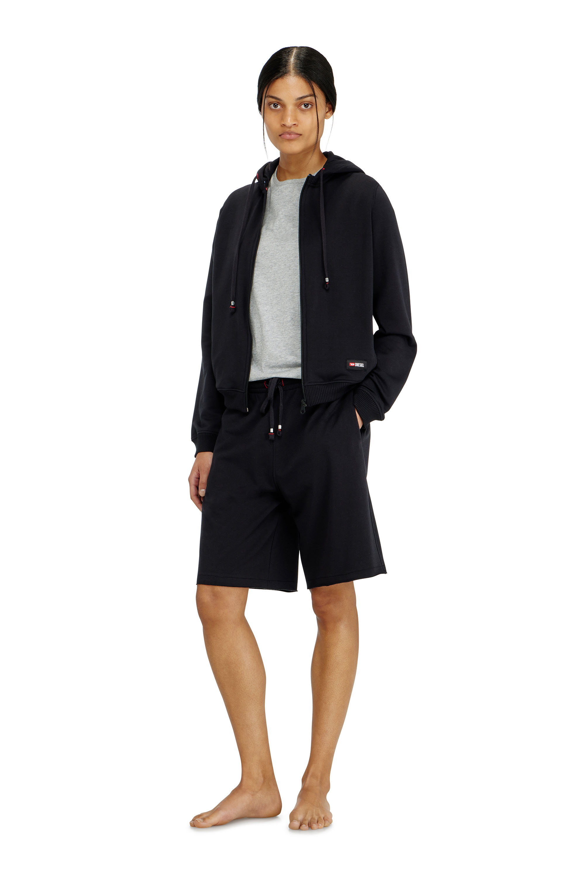 Diesel - HARRIET-D-CORE, Woman's Hoodie in peached cotton blend in Black - 2