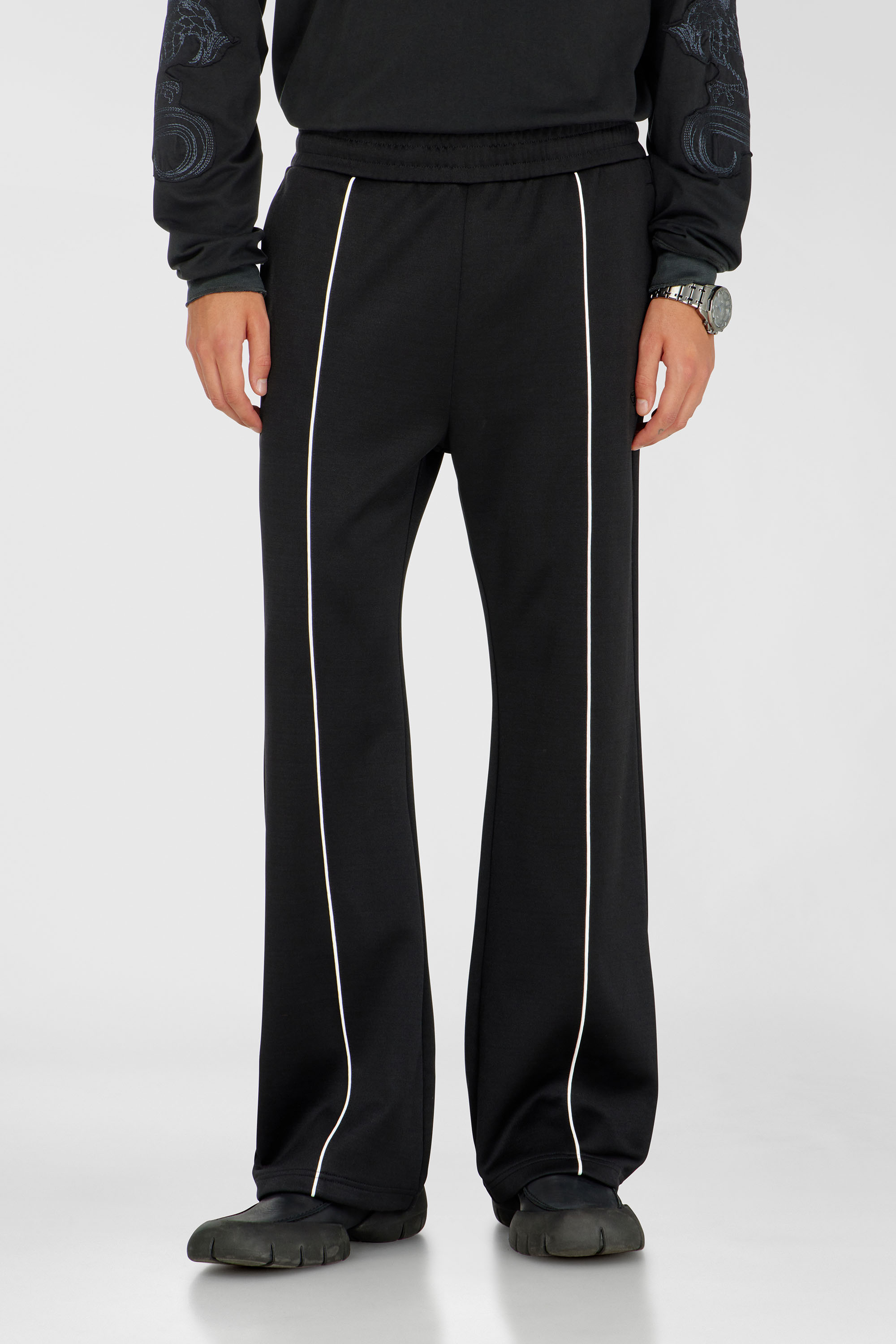 Diesel - P-LOCKING-DO, Man's Track pants with contrast piping in Black - 1