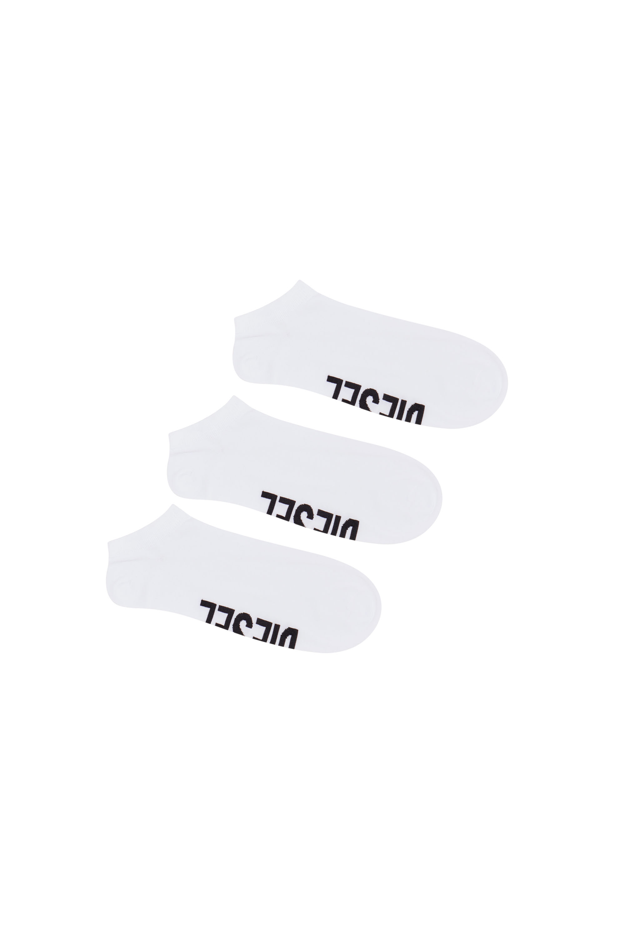 Diesel - SKM-GOST-THREEPACK, Man's 3-pack low-cut logo instep socks in White - 1