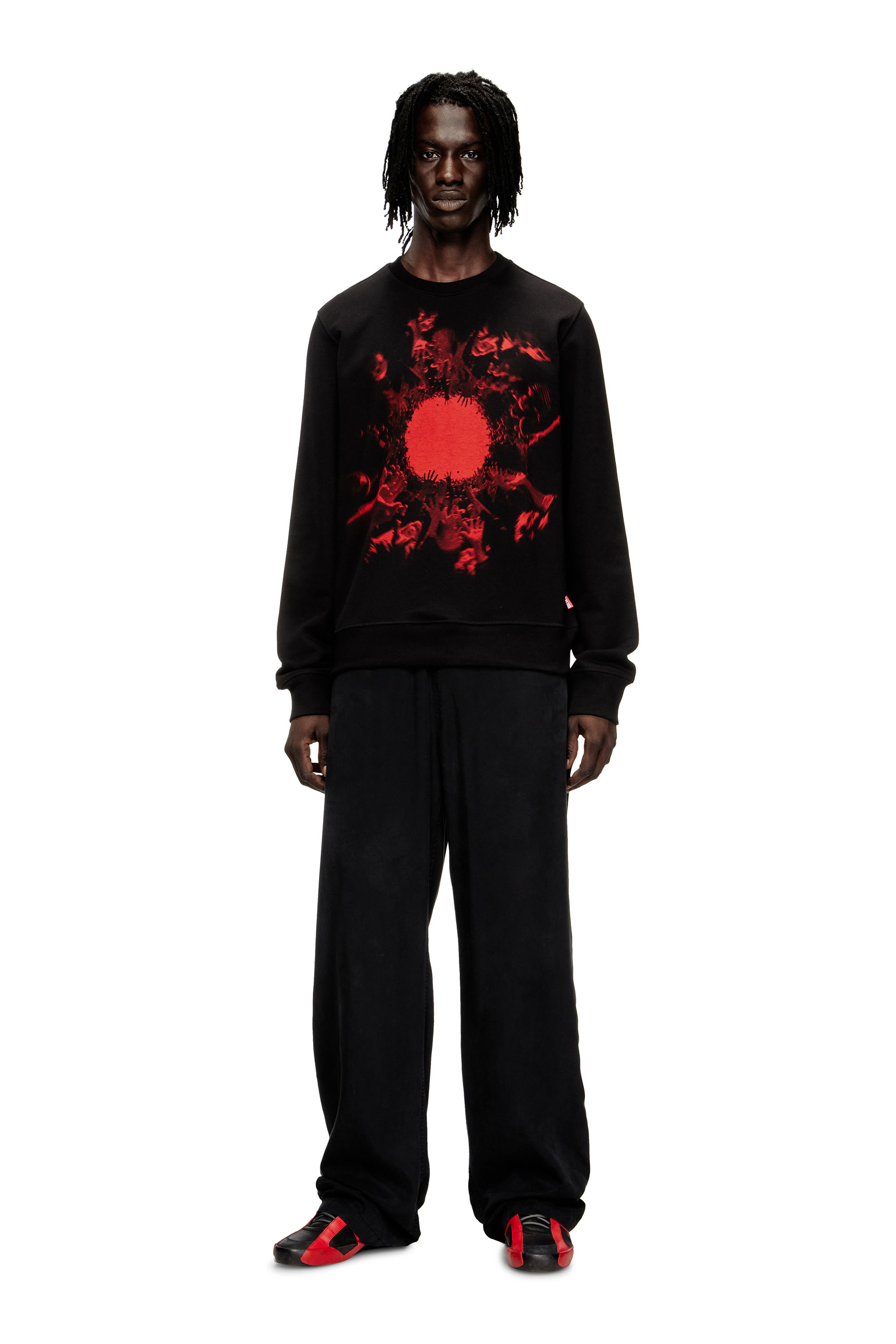 Diesel - S-GINN-T3, Man's Cotton sweatshirt with graphic print in Black - 2