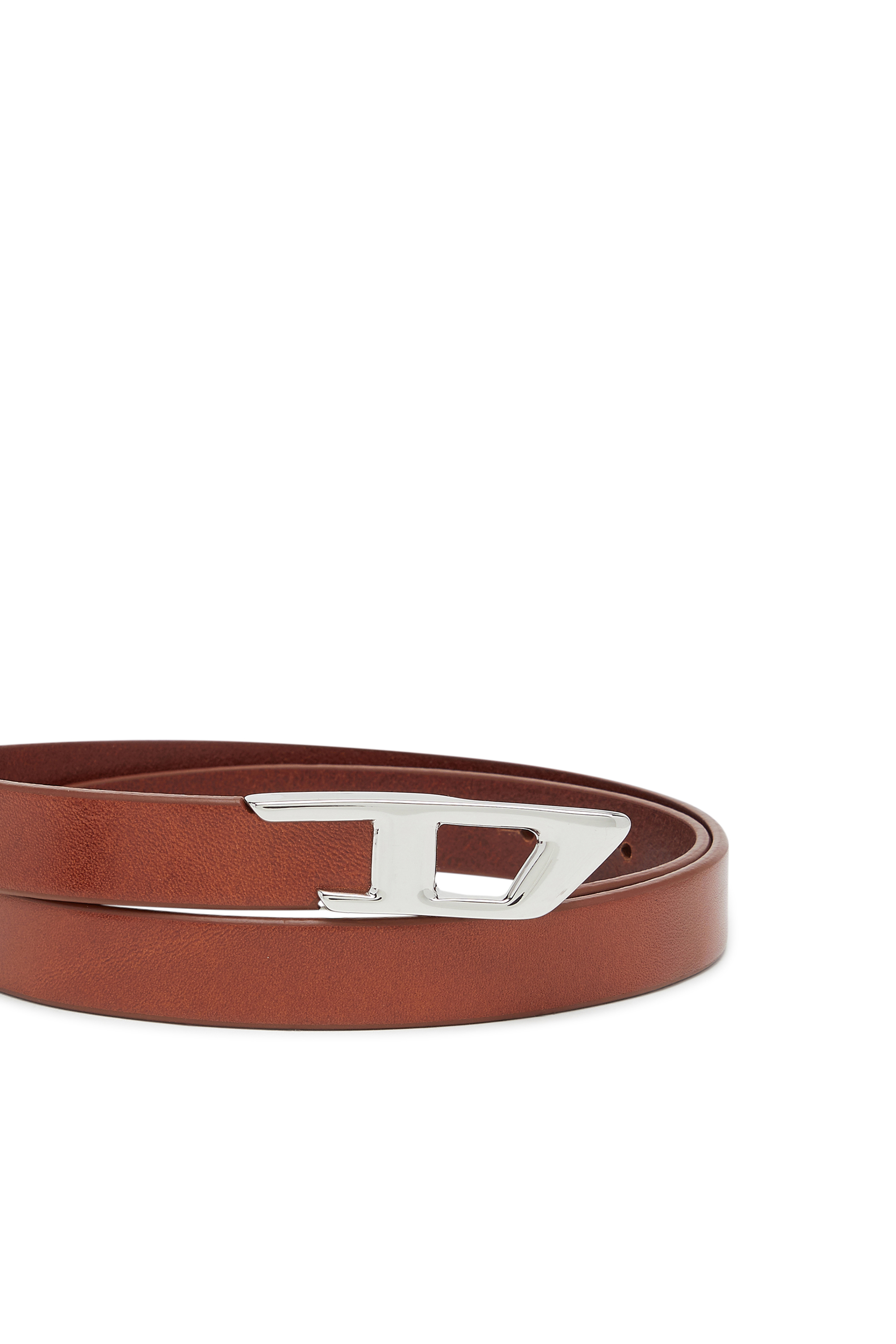 Diesel - B-D LOGO 2.0 20, Woman's 2 cm leather belt with 3D logo buckle in Brown - 3