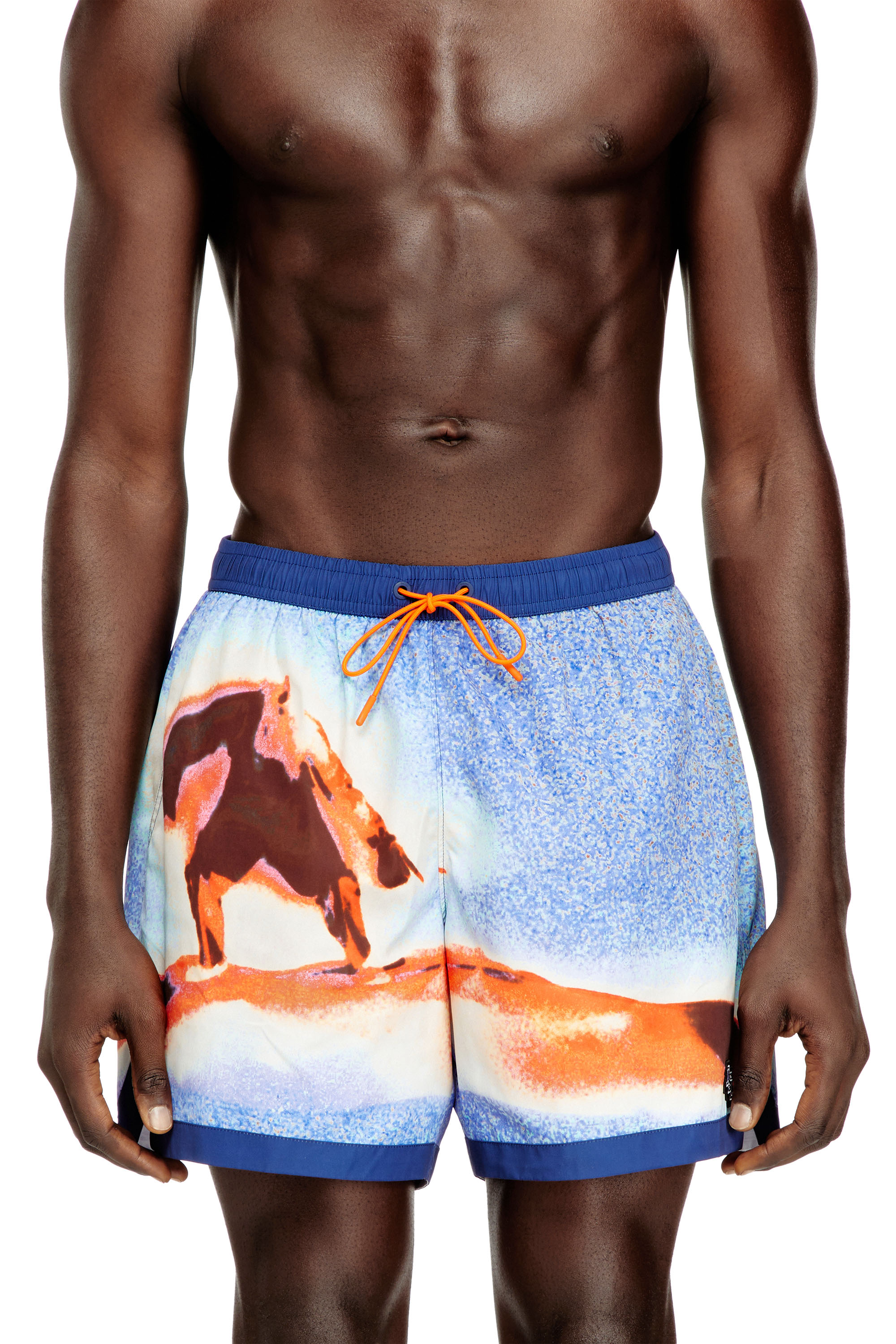 Diesel - SOCCER-41-D-POP-C, Man's Swim shorts with all-over surfboard print in Blue - 2