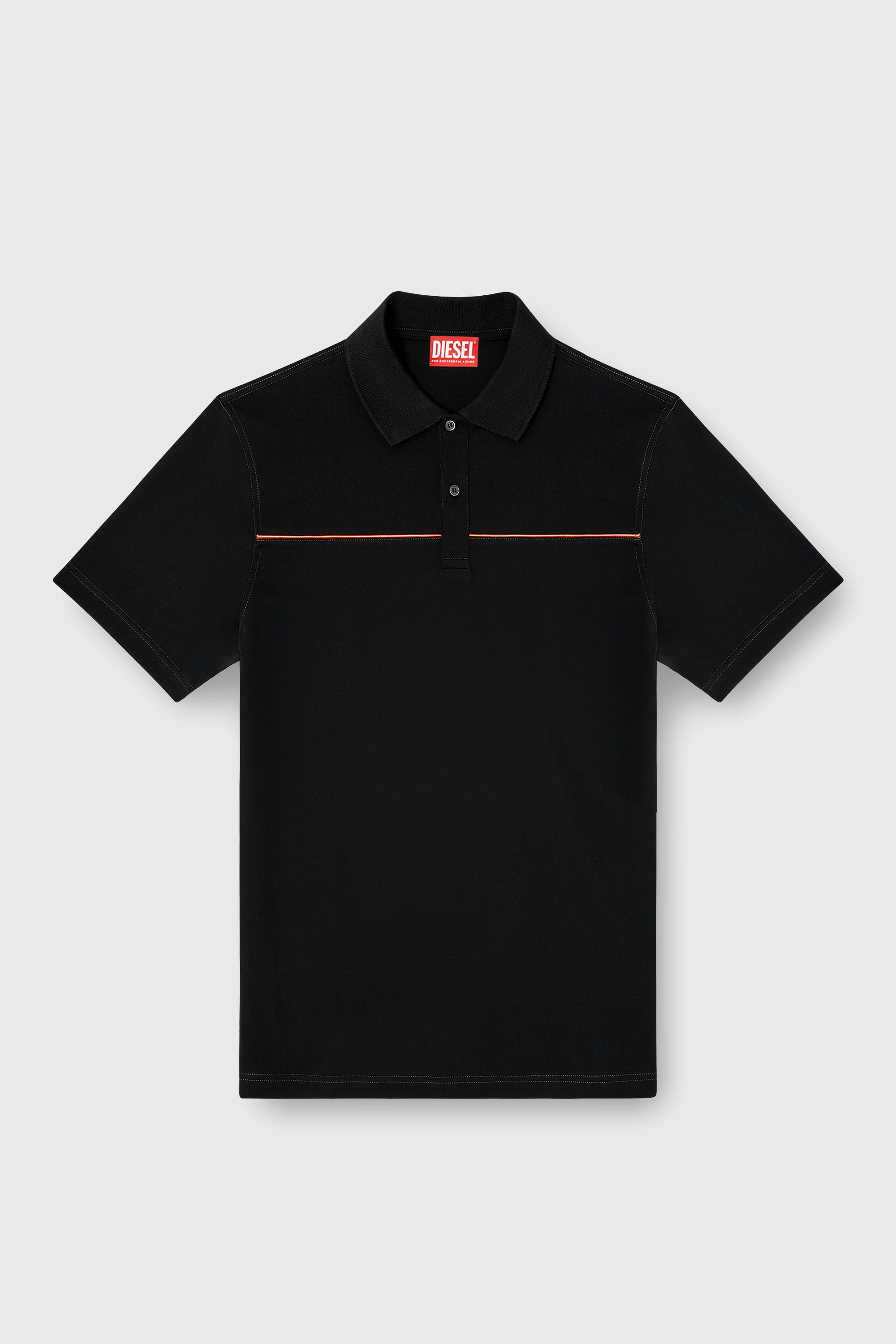 Diesel - T-REJUST-PIPING, Man's Polo shirt with contrast piping in Black - 2