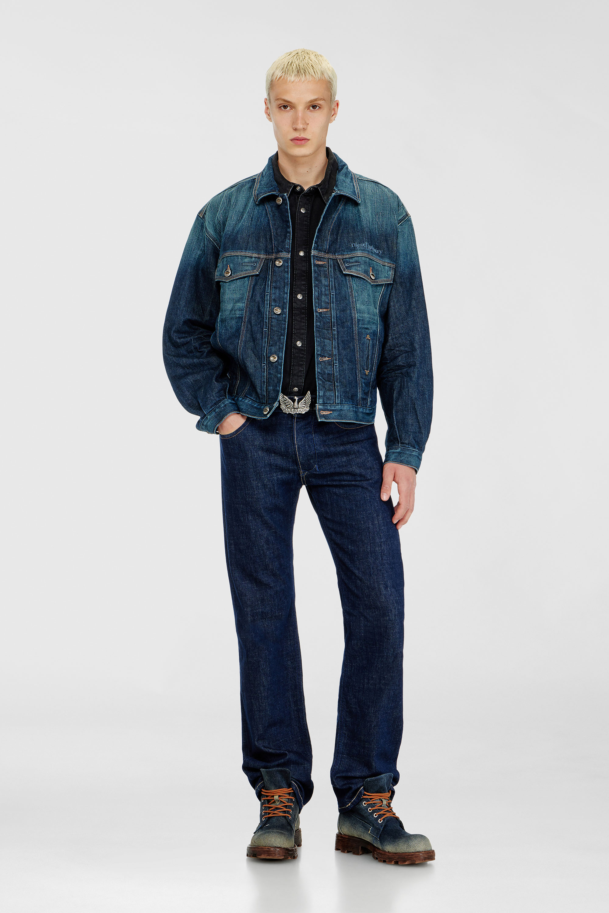 Diesel - D-DENVER-CL, Unisex's Trucker jacket in selvedge denim in Medium blue - 2