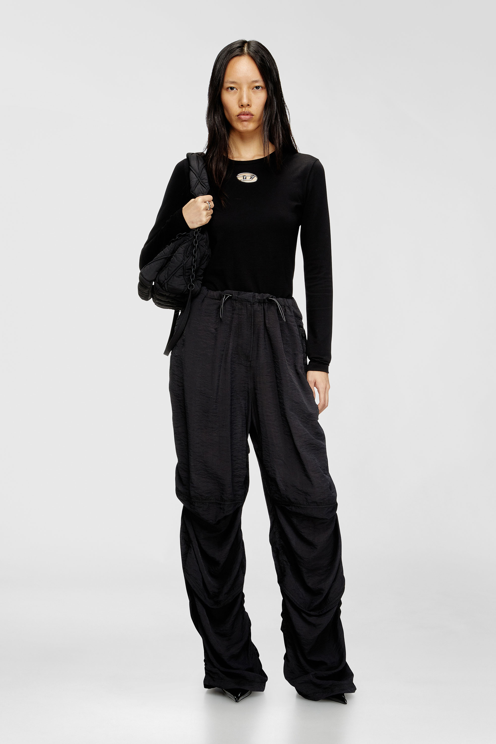 Diesel - T-UNCUTIE-LONG-LS-OD, Woman's Long-sleeve top with Oval D cut-out in Black - 2