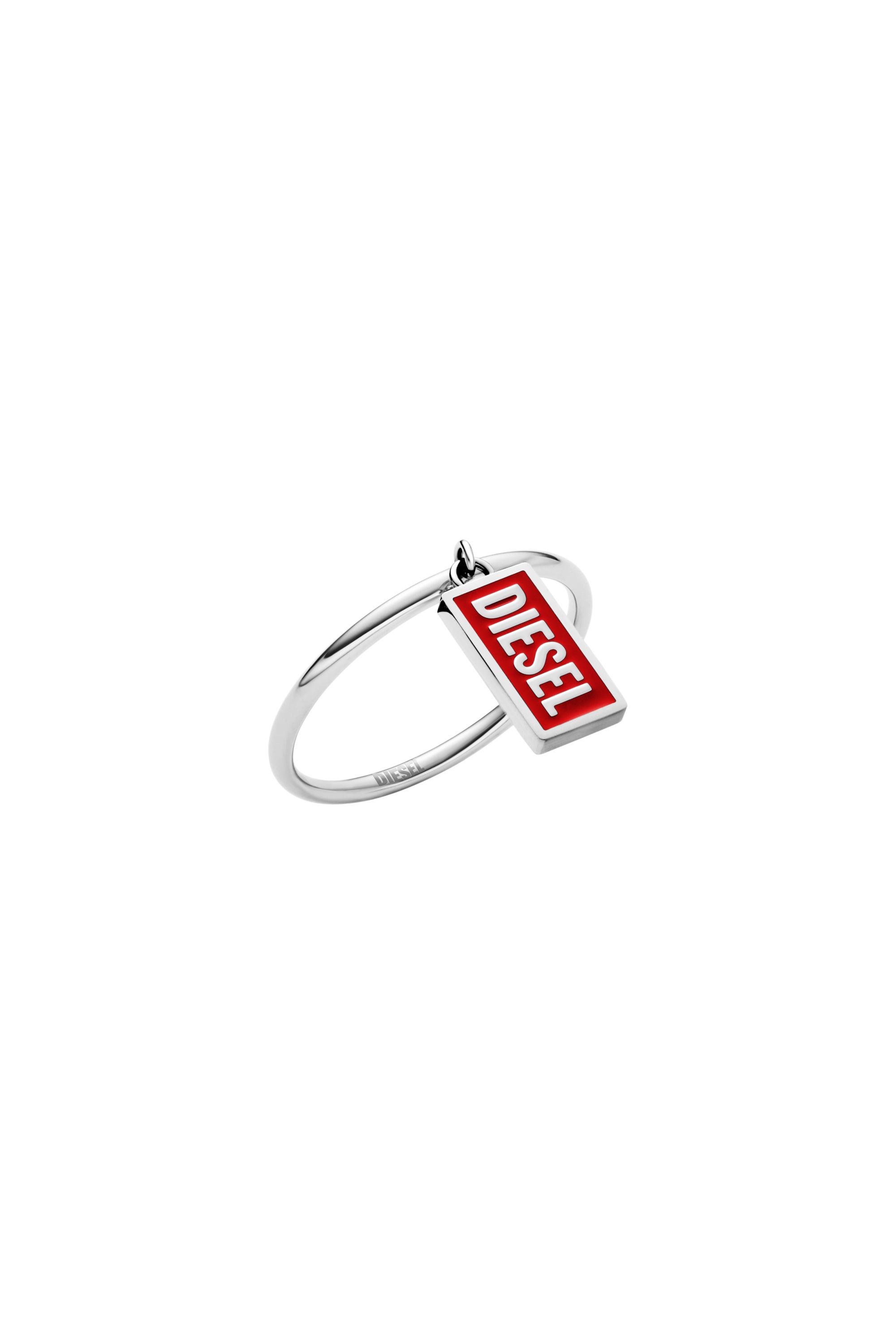 Diesel - DX1618931 JEWELLERY, Unisex's Stainless steel logo charm ring in Red - 1