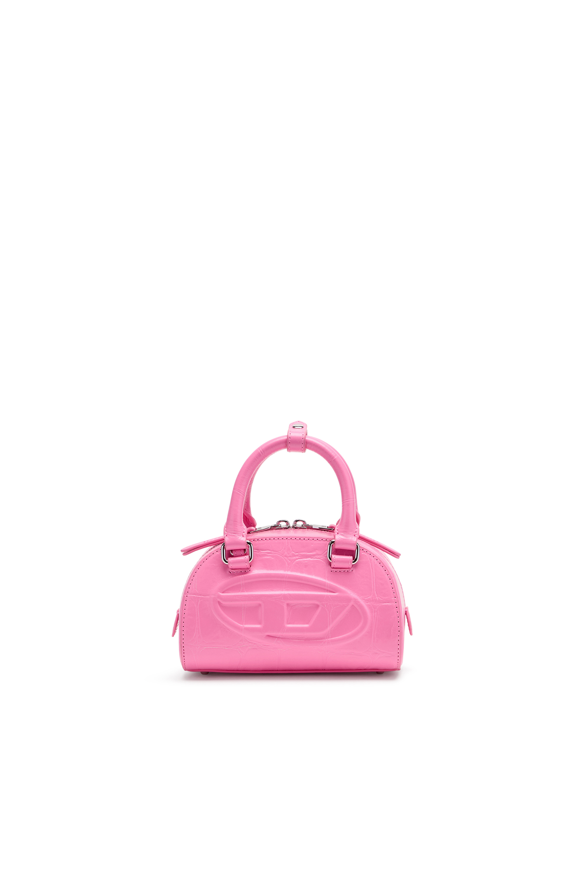 Diesel - 1DR DOME CROSSBODY, Woman's 1DR Dome-Mini bowling bag in croc-effect leather in Pink - 1