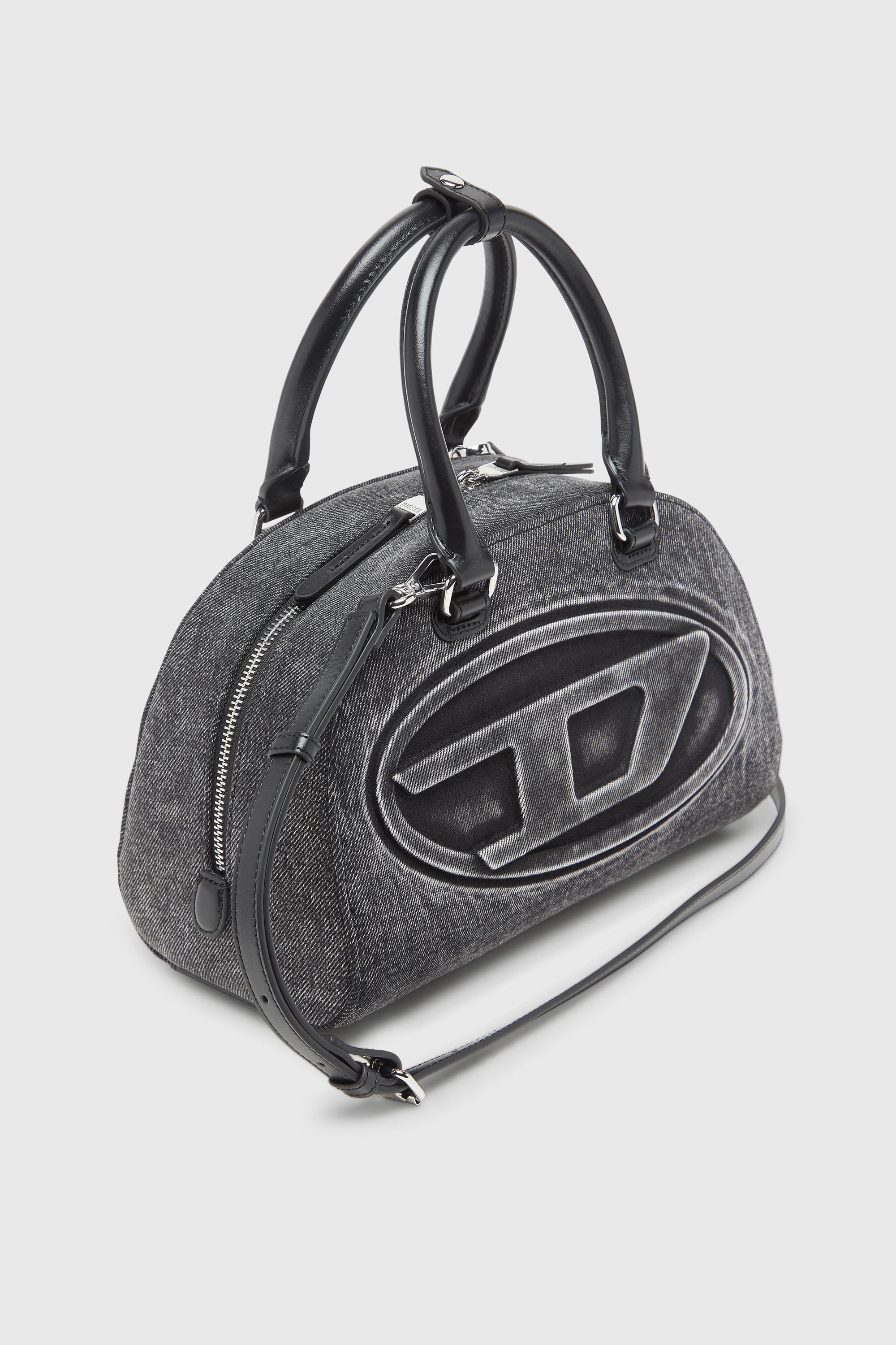 Diesel - 1DR DOME TOP HANDLE, Woman's 1DR Dome-Bowling bag in washed denim in Grey - 6