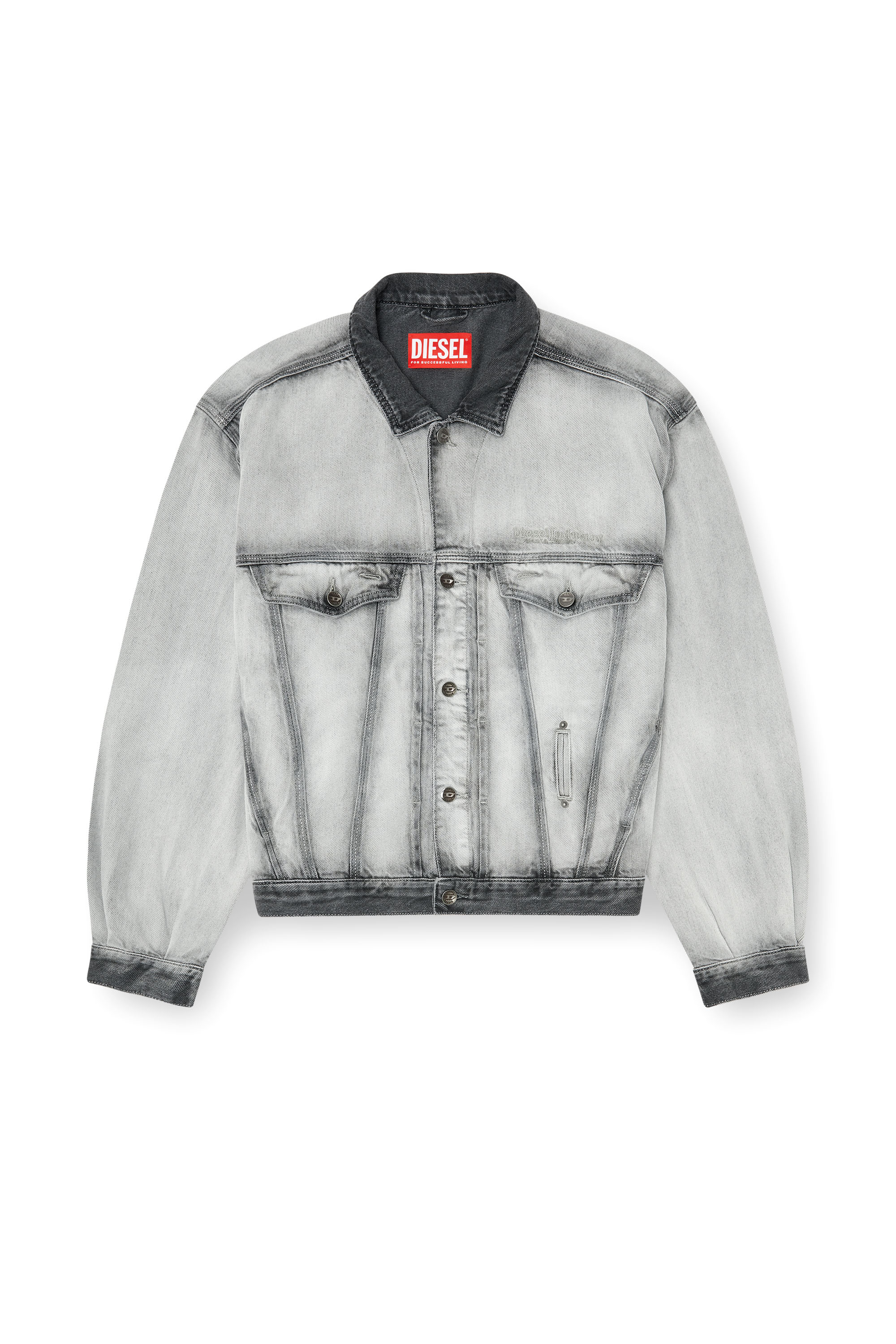 Diesel - D-DENVER-FSI, Unisex's Trucker jacket in soft skeleton denim in Light Grey - 2