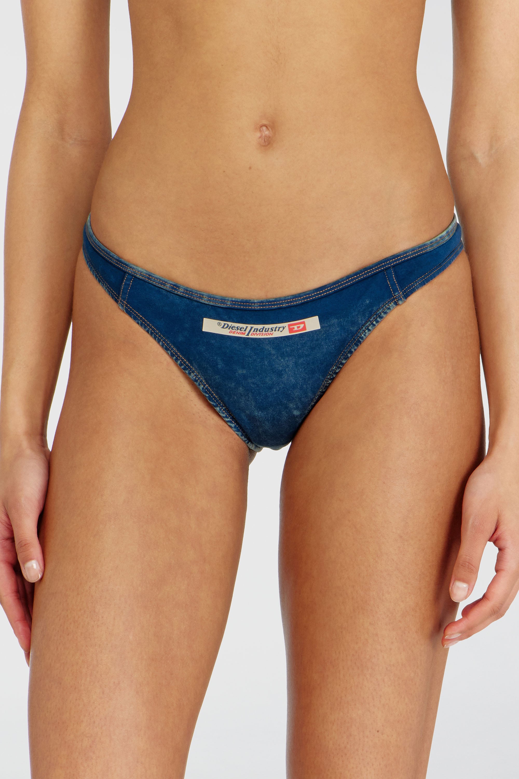Diesel - AILEEN-DNM, Woman's Cotton Brazilian briefs with denim effect in Blue - 1
