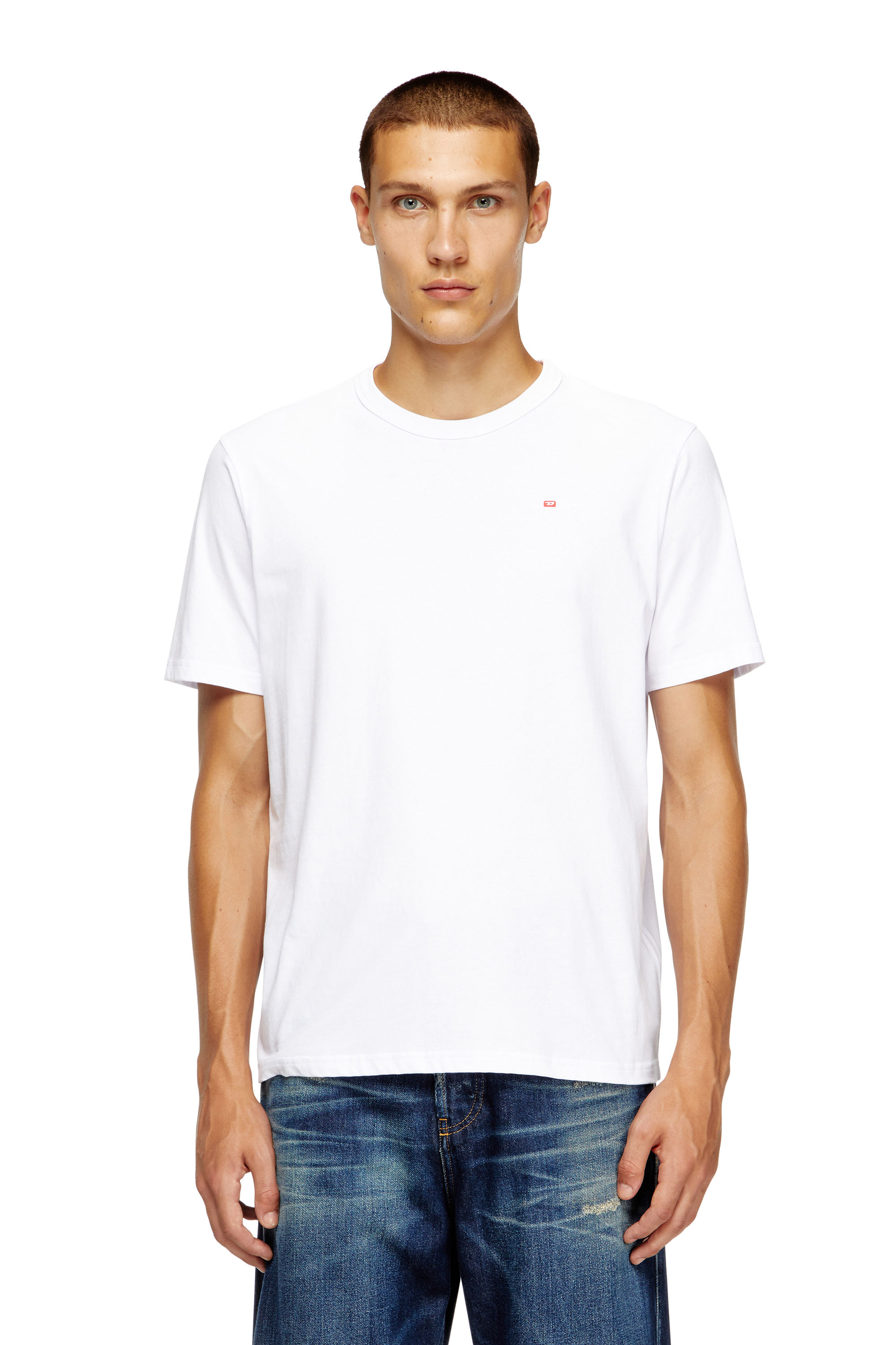 Diesel - T-ADJUST-MICRODIV, Unisex's T-shirt with micro-embroidered logo in White - 2