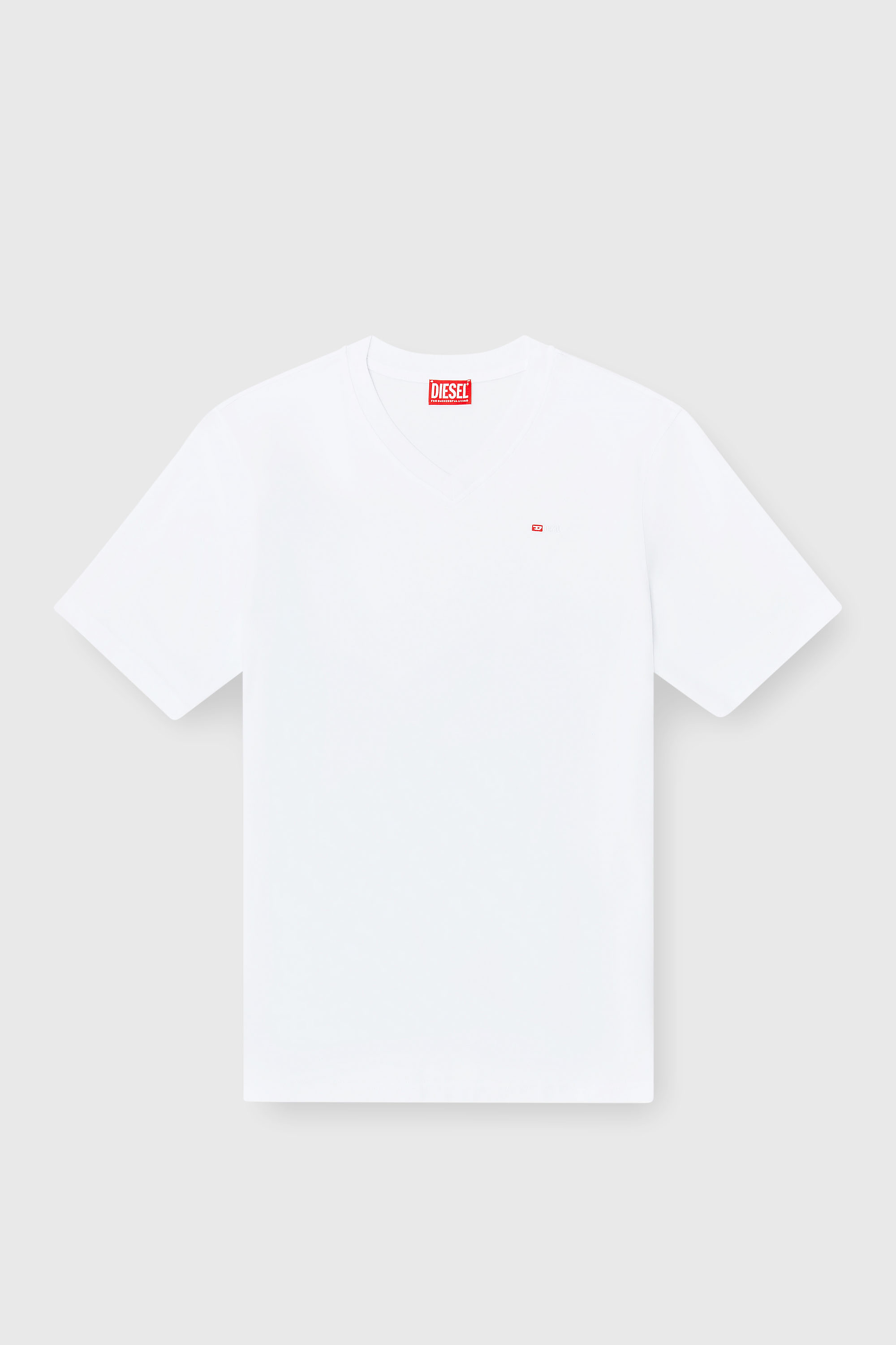 Diesel - T-ADJUST-V-MICRODIV, Man's V-neck T-shirt with micro logo embroidery in White - 2