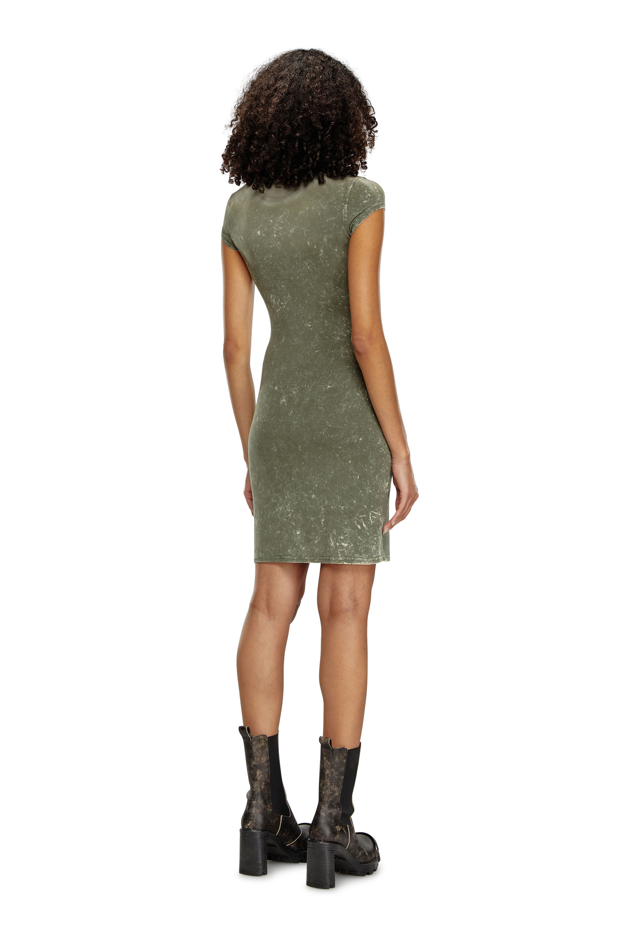 Diesel - D-ANGIEL-P1, Woman Short dress in marbled stretch jersey in Green - Image 4