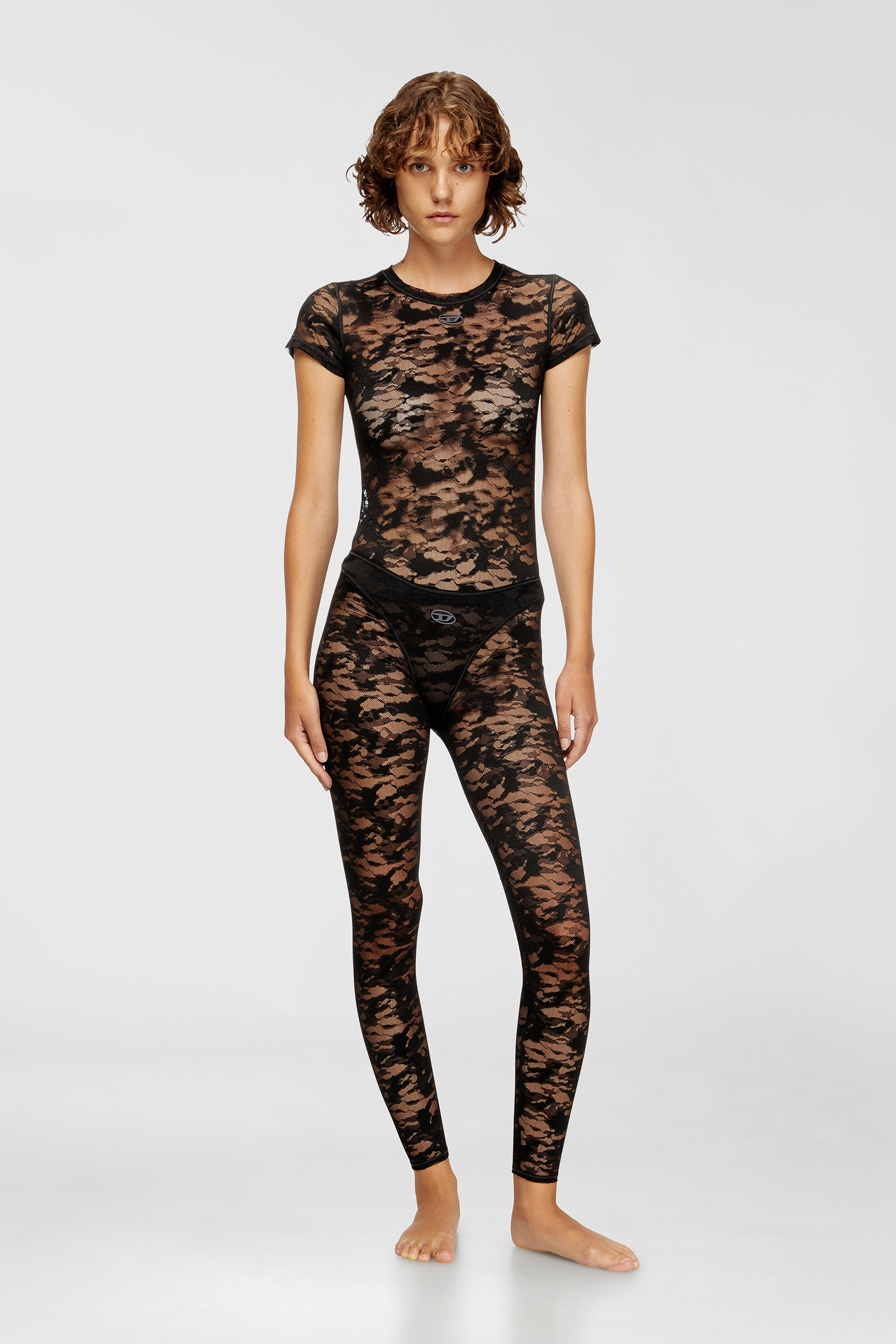 Diesel - KASIA-UTLT, Woman's Camo lace T-shirt in Black - 2