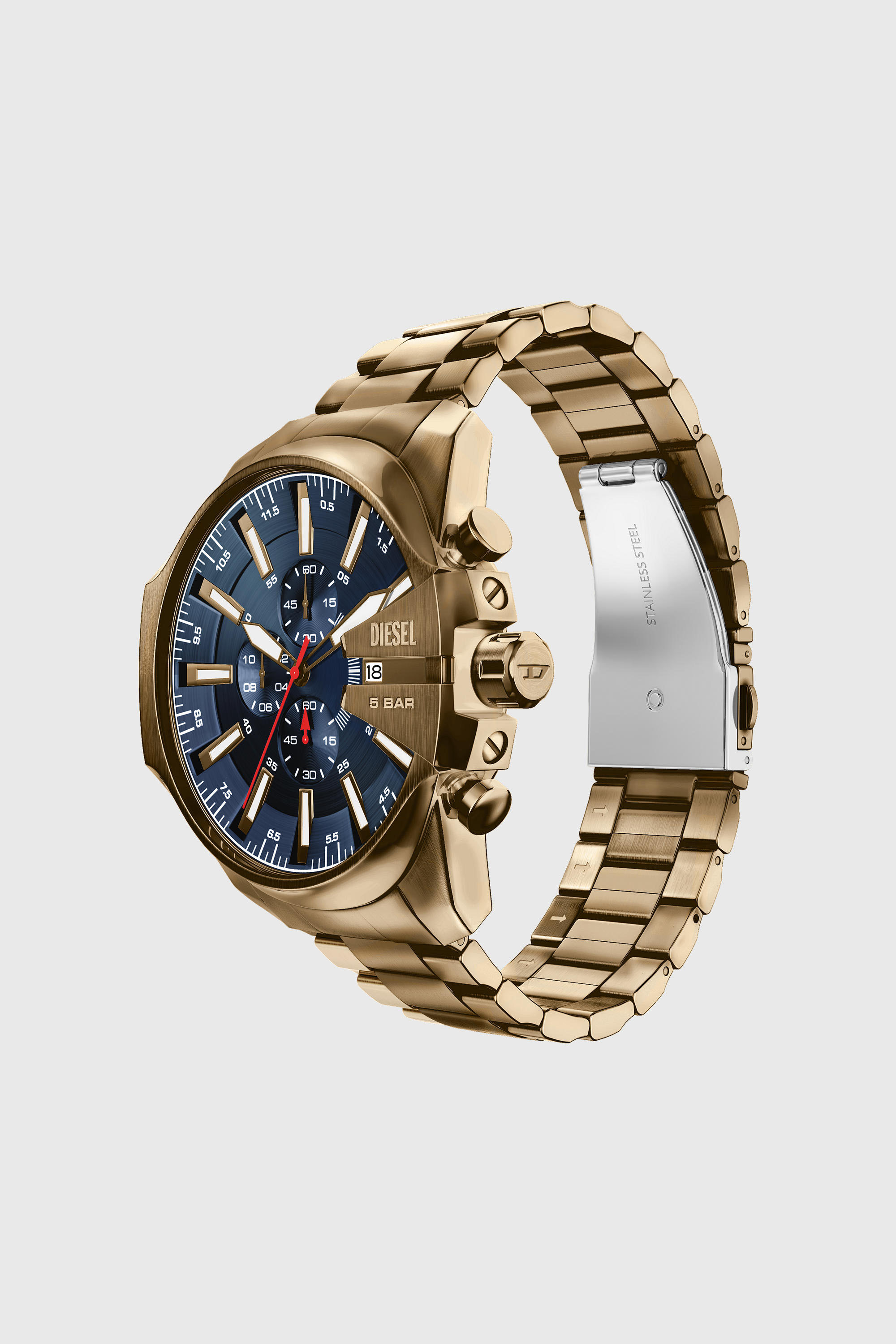 Diesel - DZ4736 WATCH, Man's Mega Chief Slim antique gold-tone stainless steel watch in Gold - 5