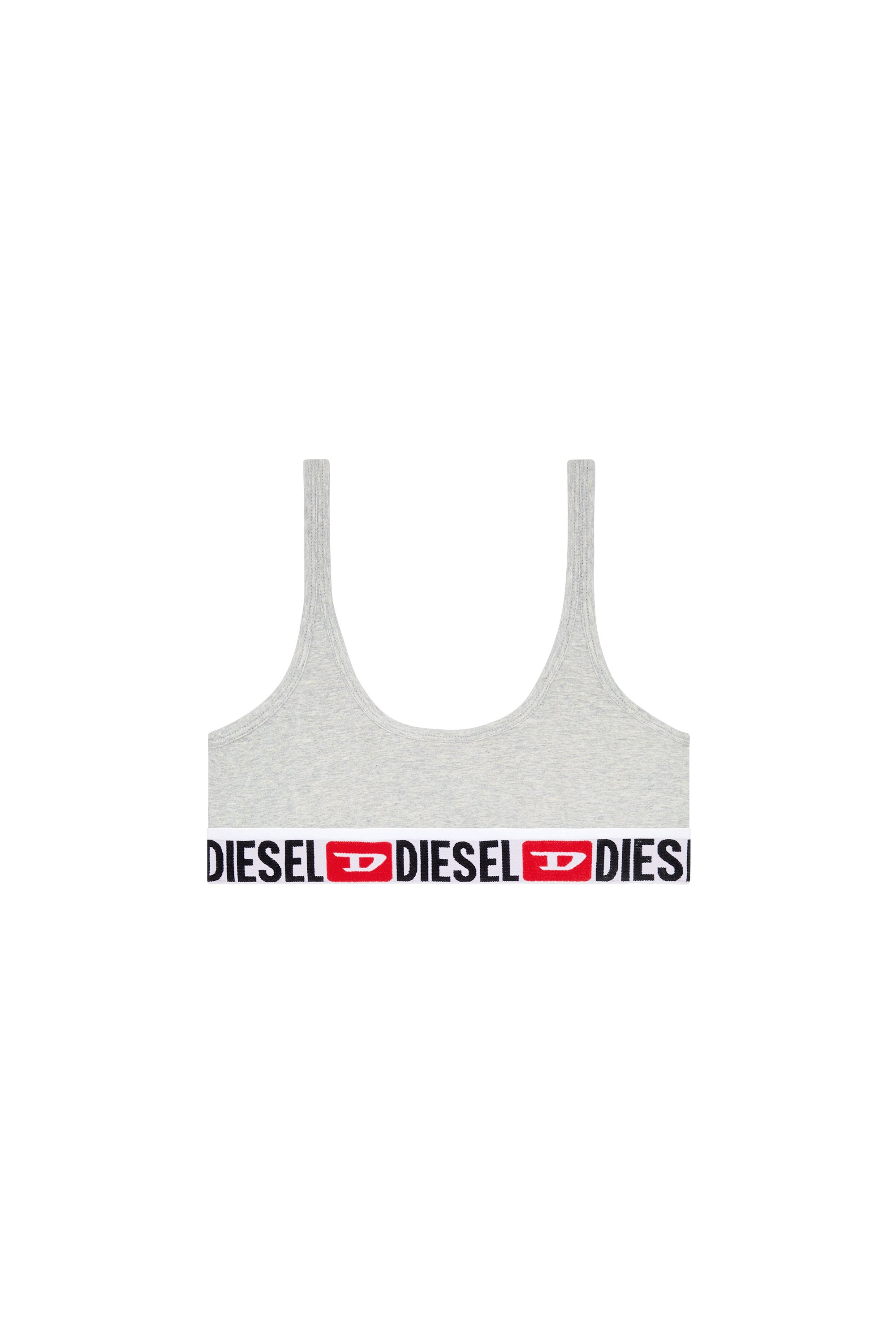 Diesel - UFSB-ORIBA, Woman's Ribbed bralette with logo band in Grey - 4