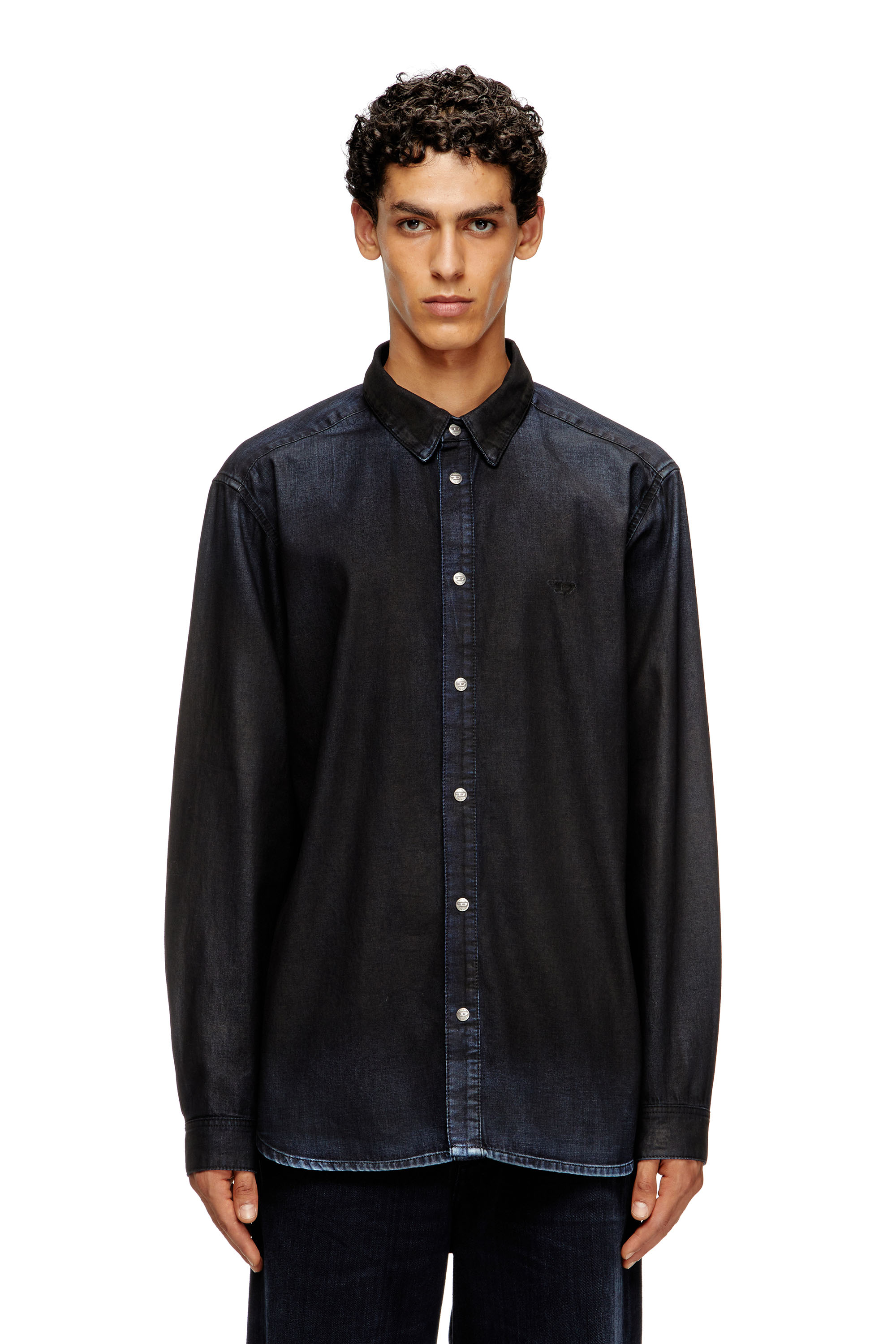 Diesel - D-SIMPLY, Man's Long-sleeve denim shirt in Dark Blue - 3
