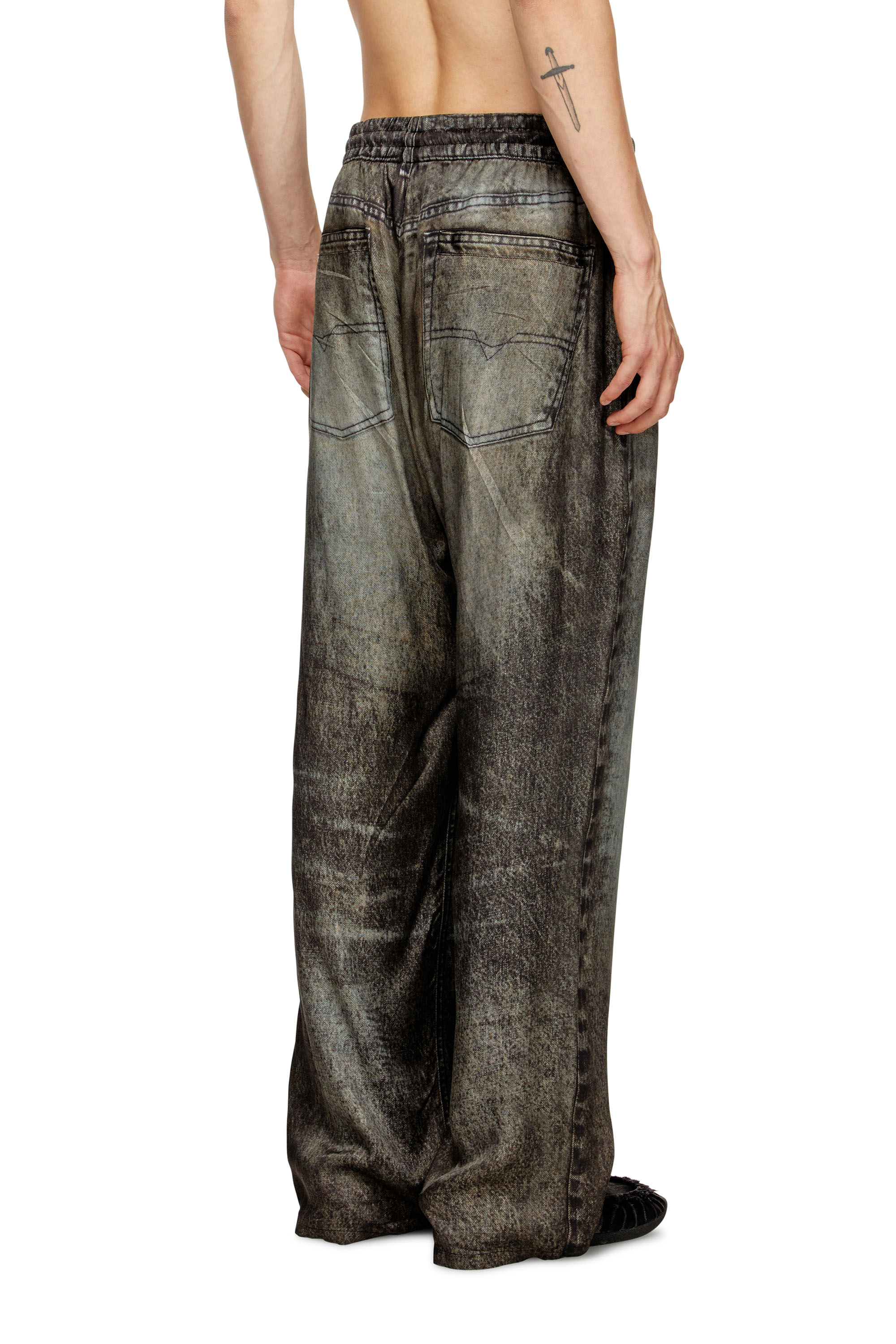 P-THECK-LKCT, Black Diesel - P-THECK-LKCT, Man's Elasticated pants in denim-look viscose in Black - 4