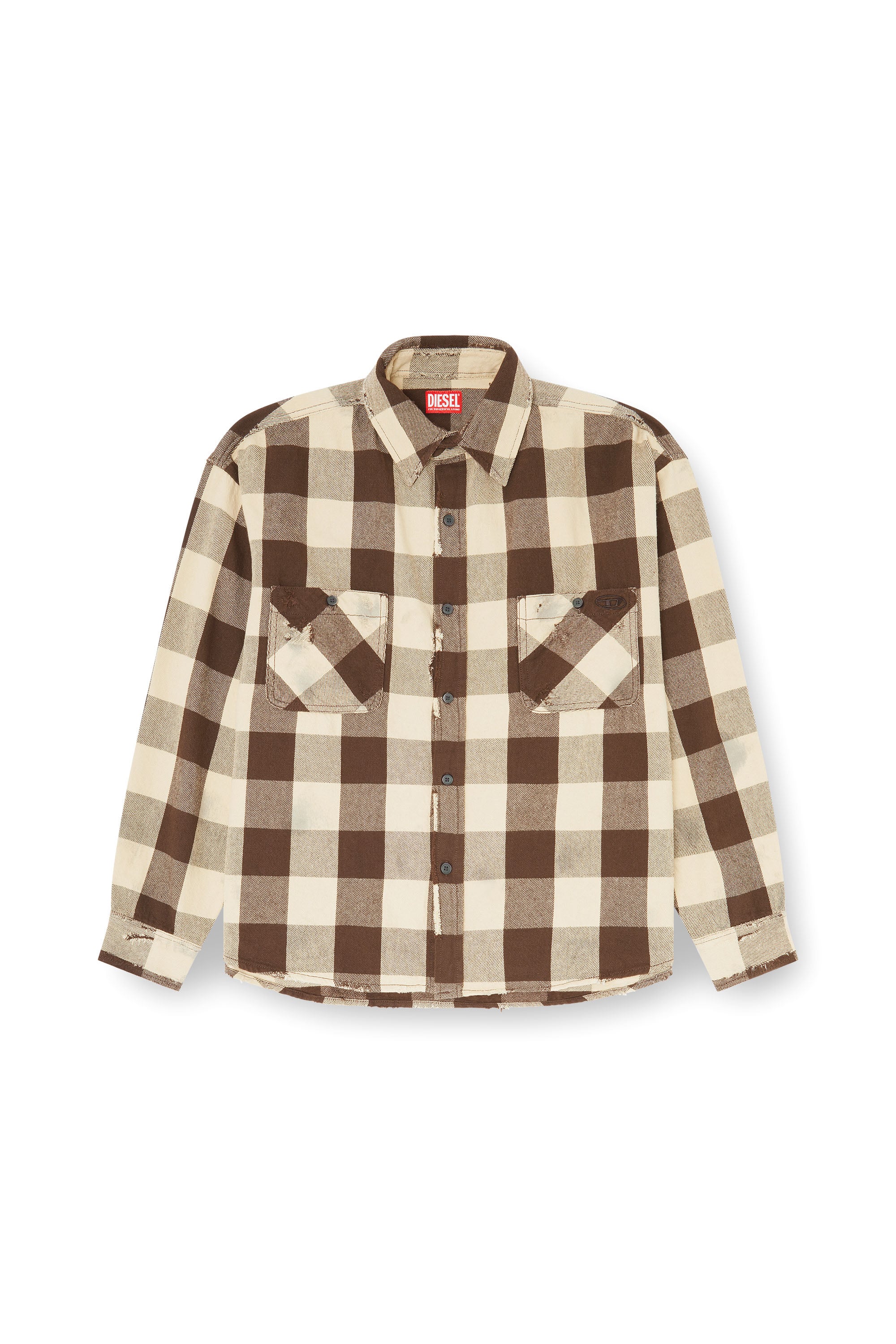 Diesel - S-DRUM, Man's Check flannel shirt with distressed effect in null - 3