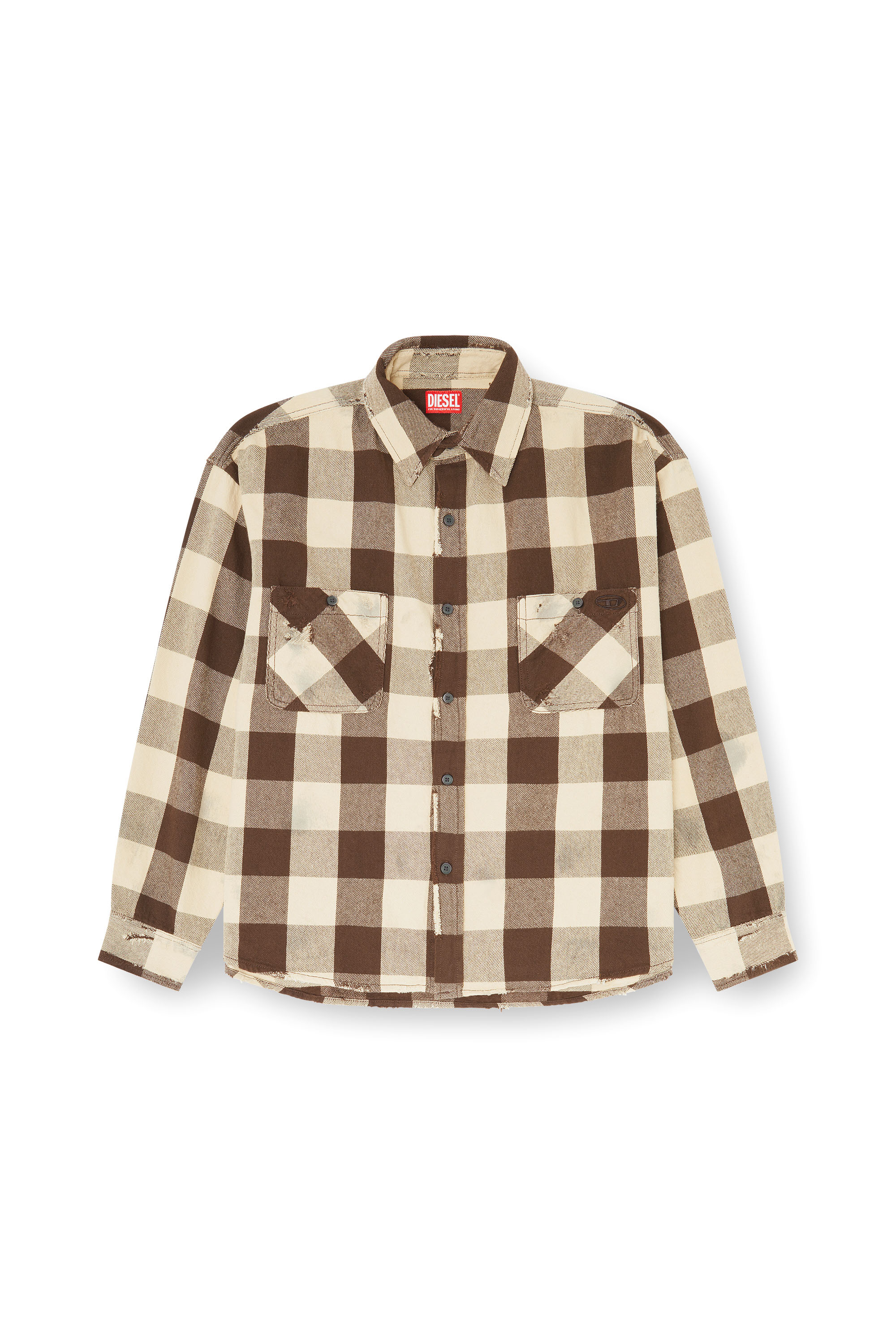 Diesel - S-DRUM, Man's Check flannel shirt with distressed effect in null - 2