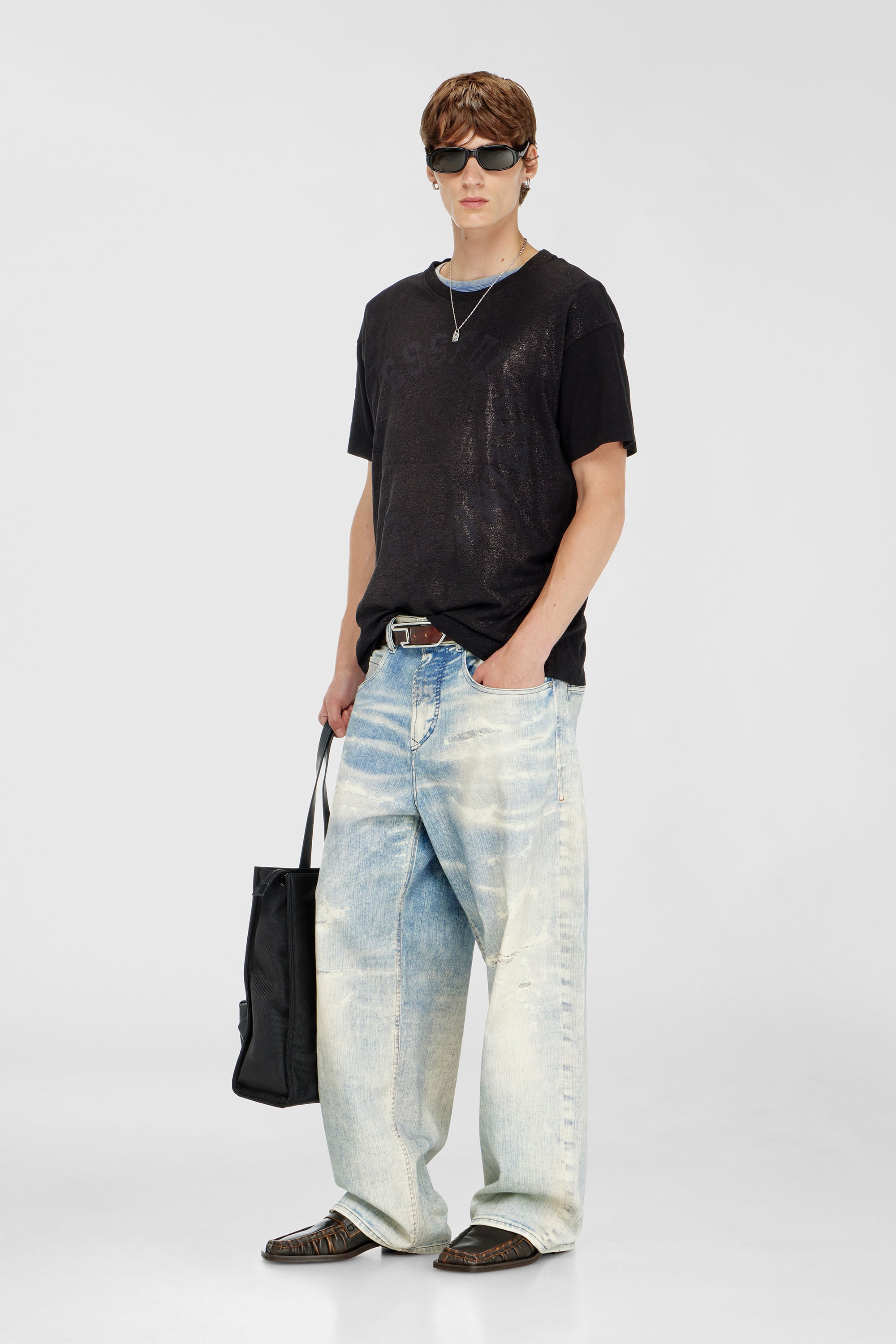 Diesel - T-NORM-AA2, Man's Cotton crew-neck T-shirt with foil print in Black - 2